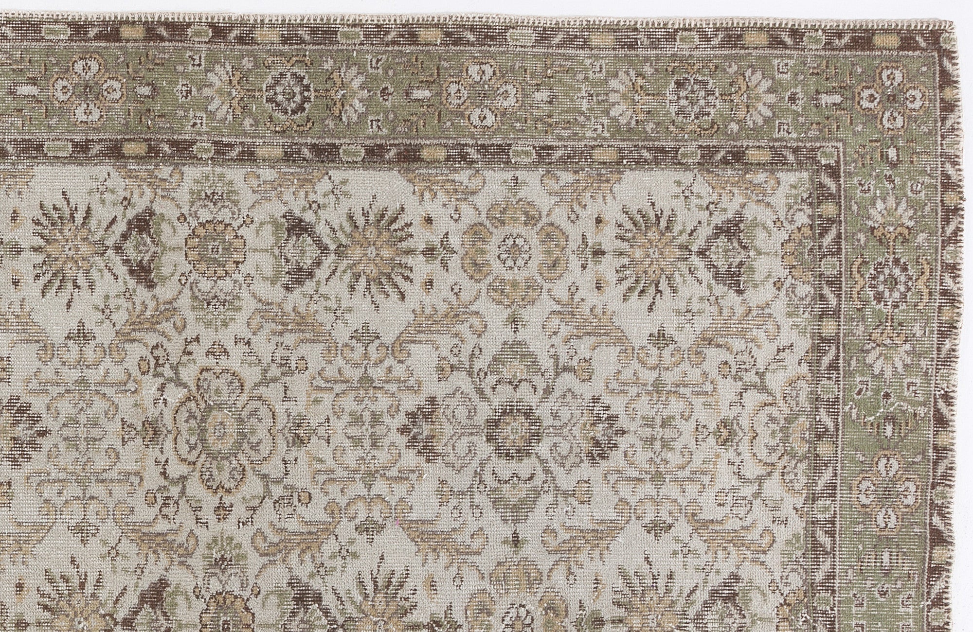 Atina Beige Vintage Wool Handmade Area Rug 5'9" x 9'9"