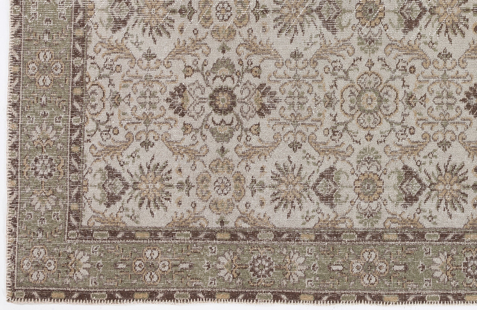 Atina Beige Vintage Wool Handmade Area Rug 5'9" x 9'9"