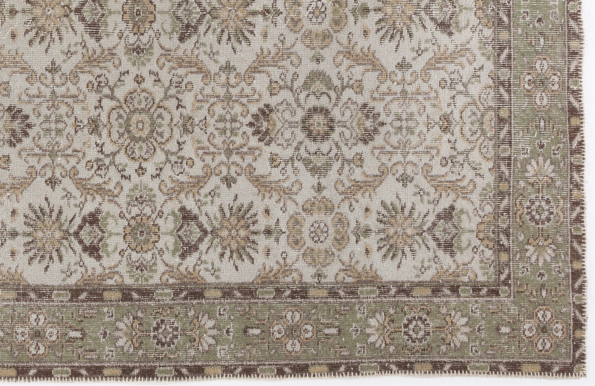 Atina Beige Vintage Wool Handmade Area Rug 5'9" x 9'9"
