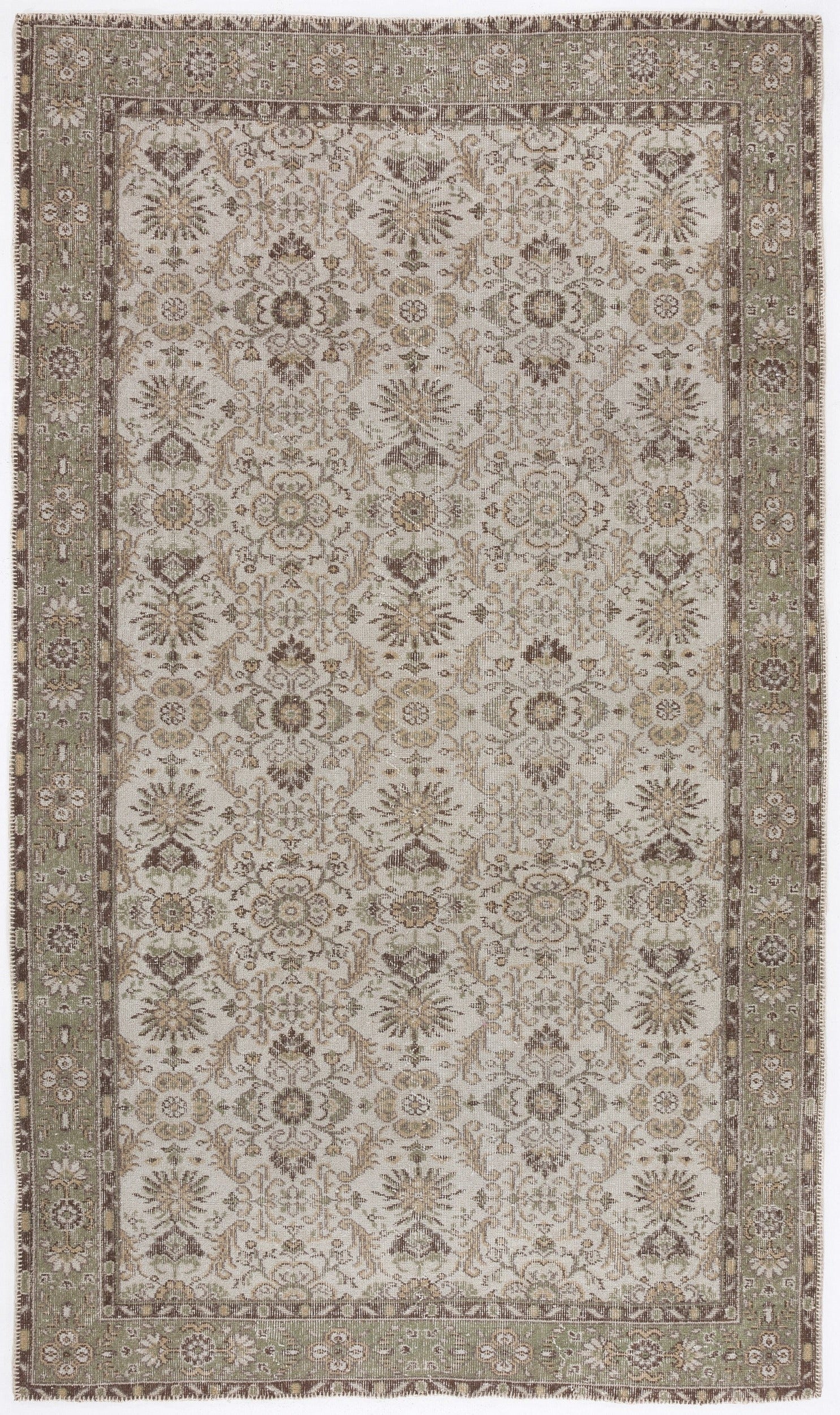 Atina Beige Vintage Wool Handmade Area Rug 5'9" x 9'9"