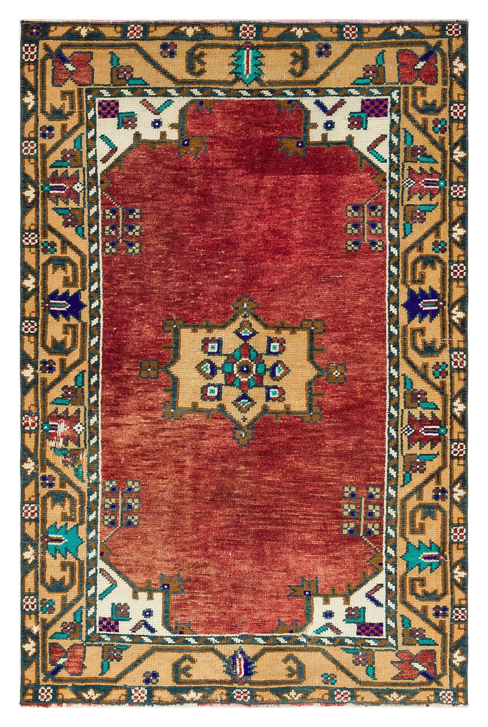 Kavala Red Classic Wool Handmade Area Rug 3'5" x 5'5"