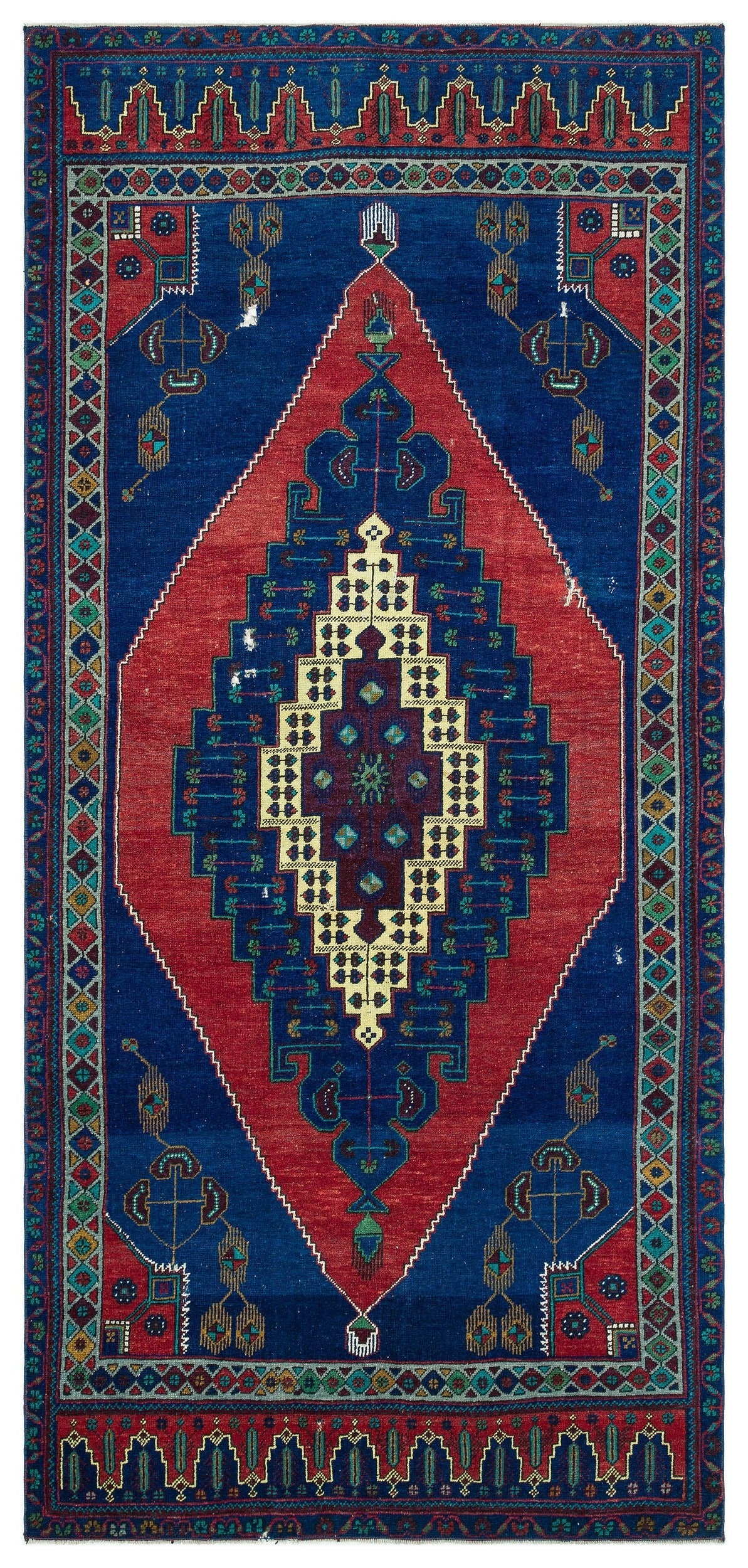 Kavala Blue Classic Wool Handmade Area Rug 5'3" x 8'7"
