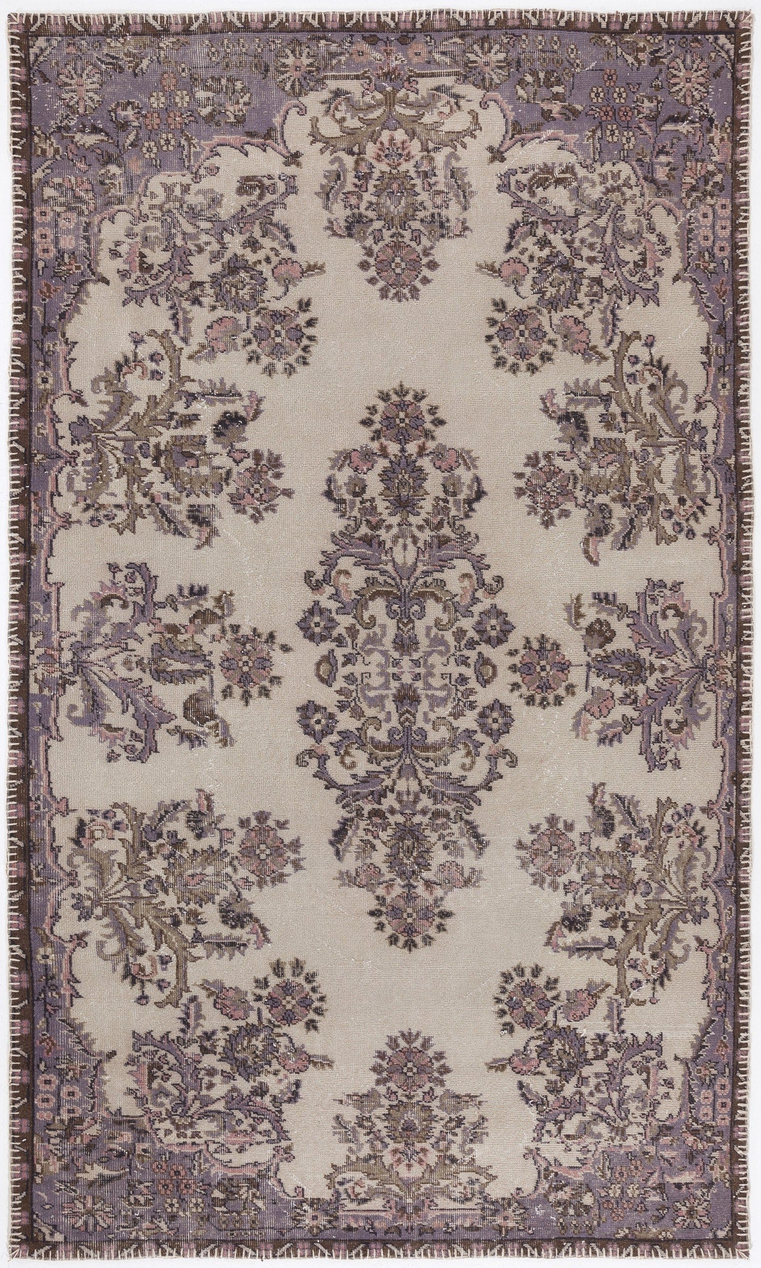 Atina Brown Vintage Wool Handmade Area Rug 5'7" x 9'6"