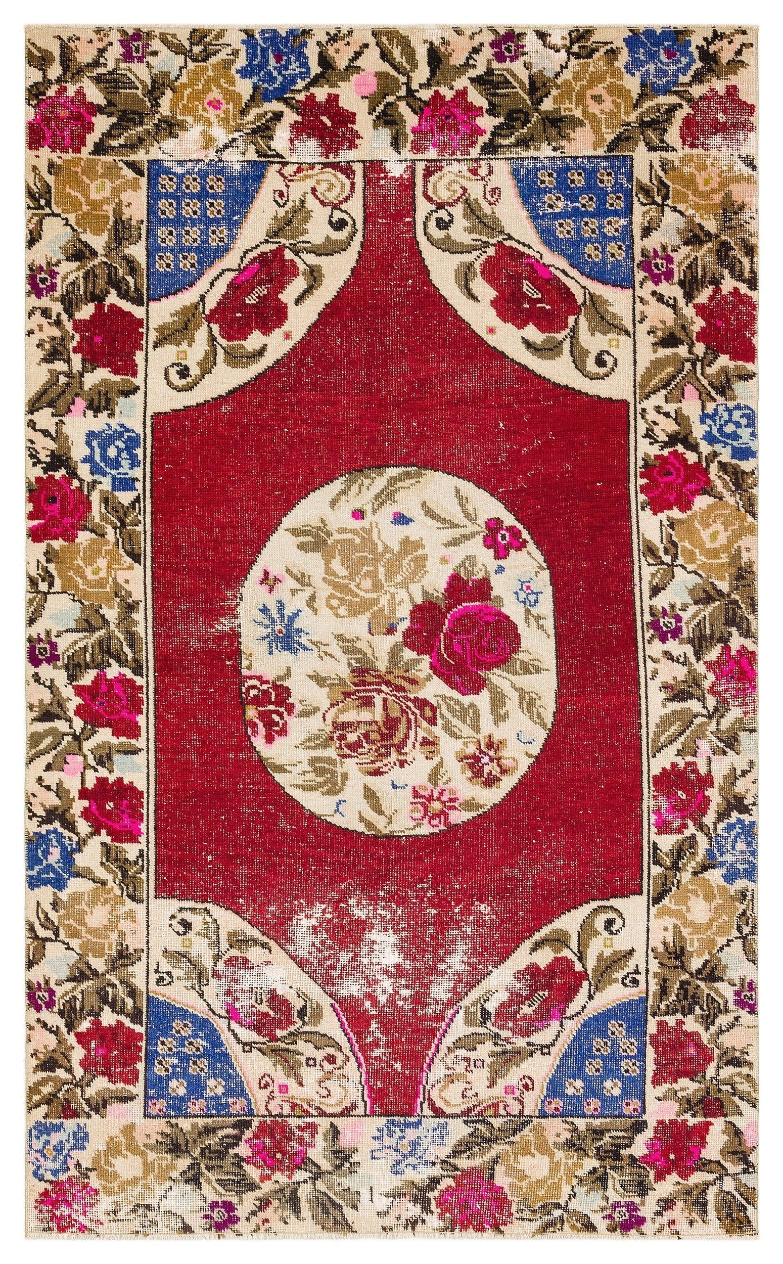 Kavala Red Classic Wool Handmade Area Rug 4'6" x 7'5"