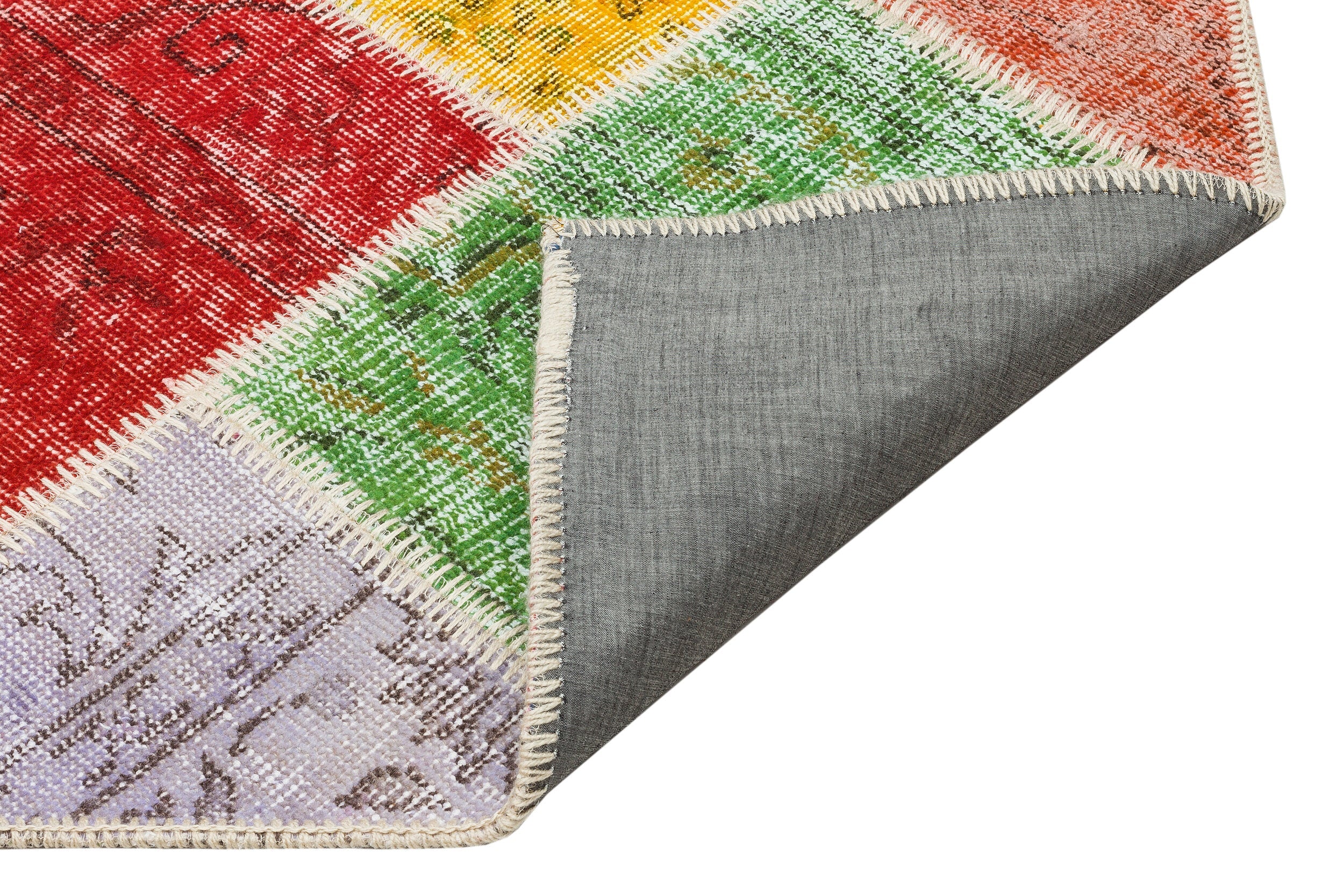 Iskece 35804 Beige Patchwork Wool Handmade Area Rug 4'0" x 6'0"