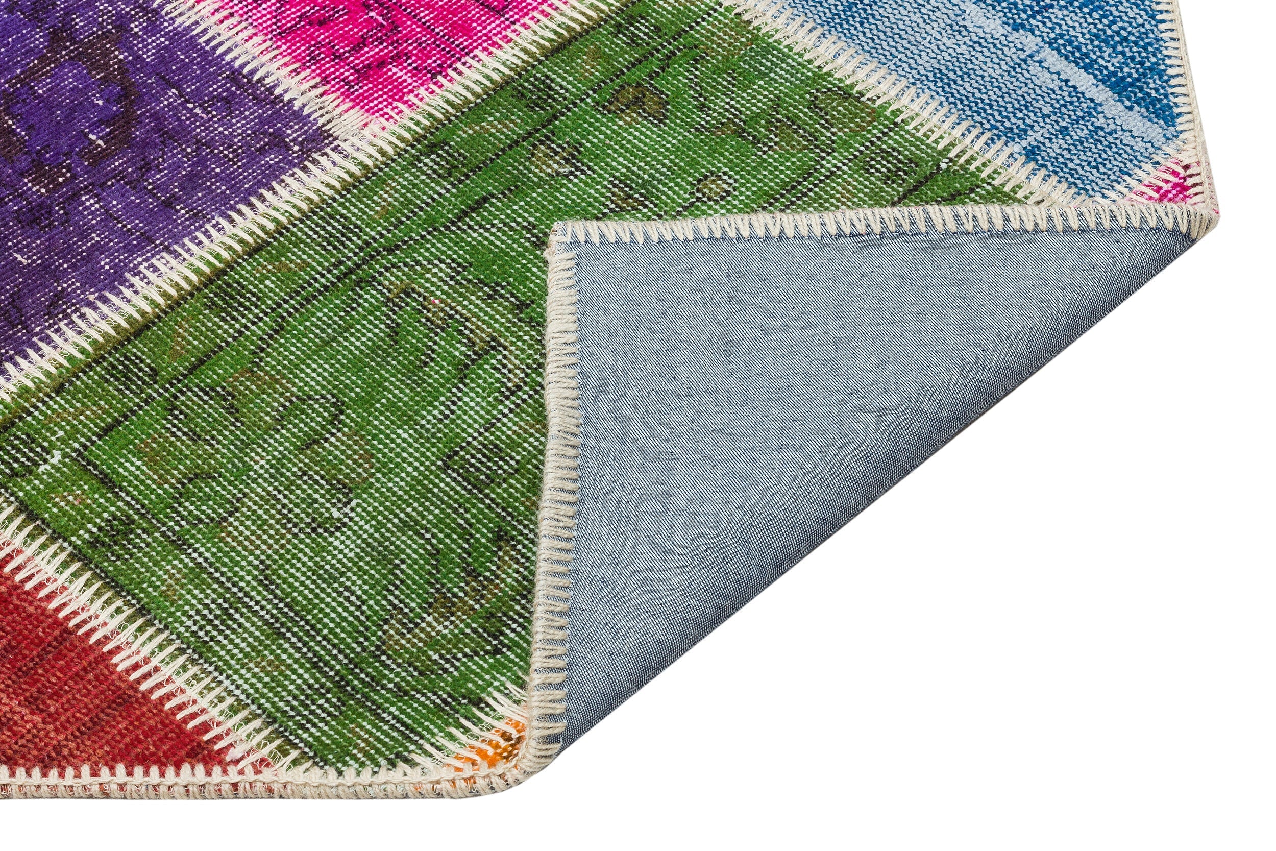 Iskece 35820 Beige Patchwork Wool Handmade Area Rug 5'3" x 7'9"