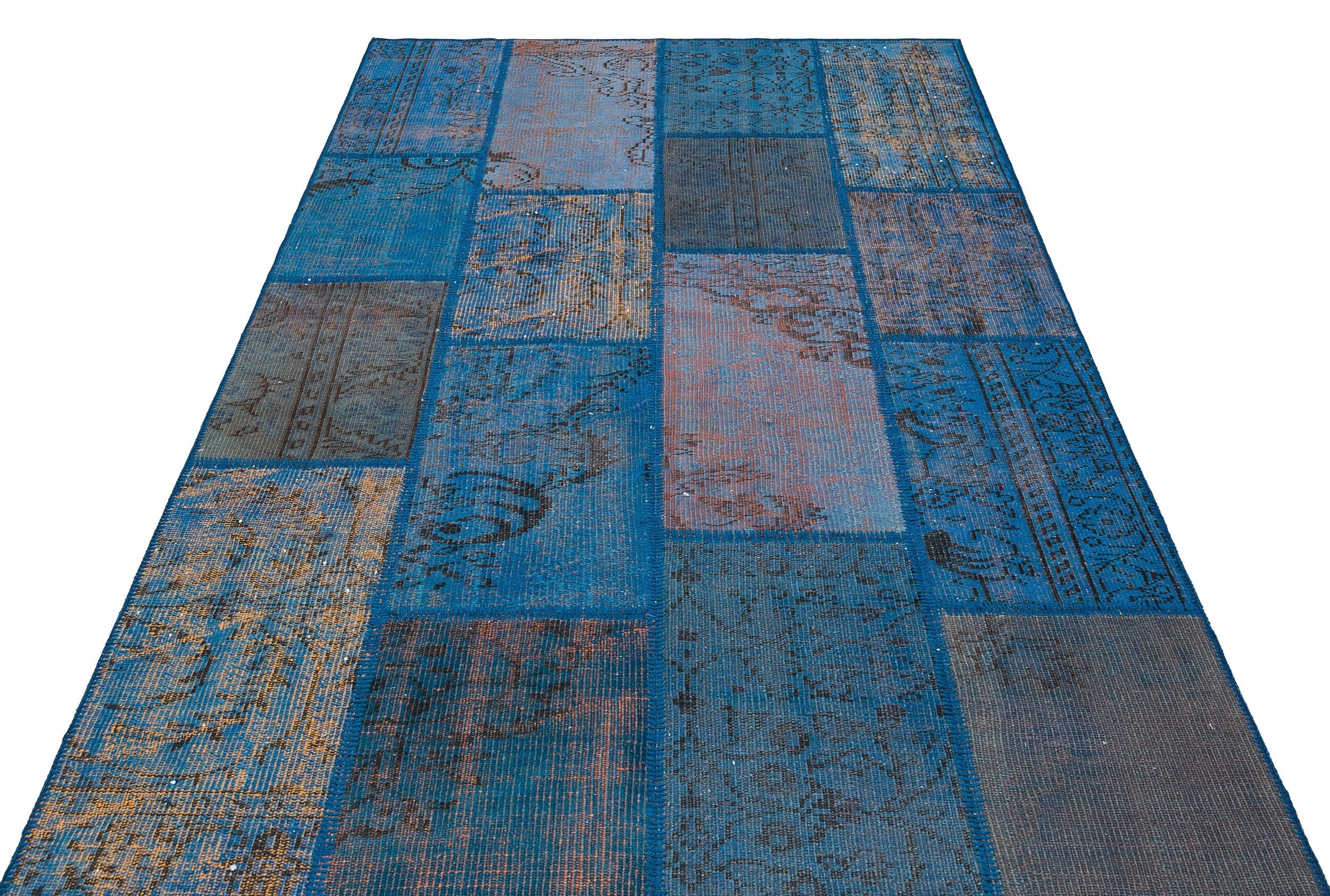 Iskece Blue Vintage Wool Handmade Area Rug 5'4" x 7'8"