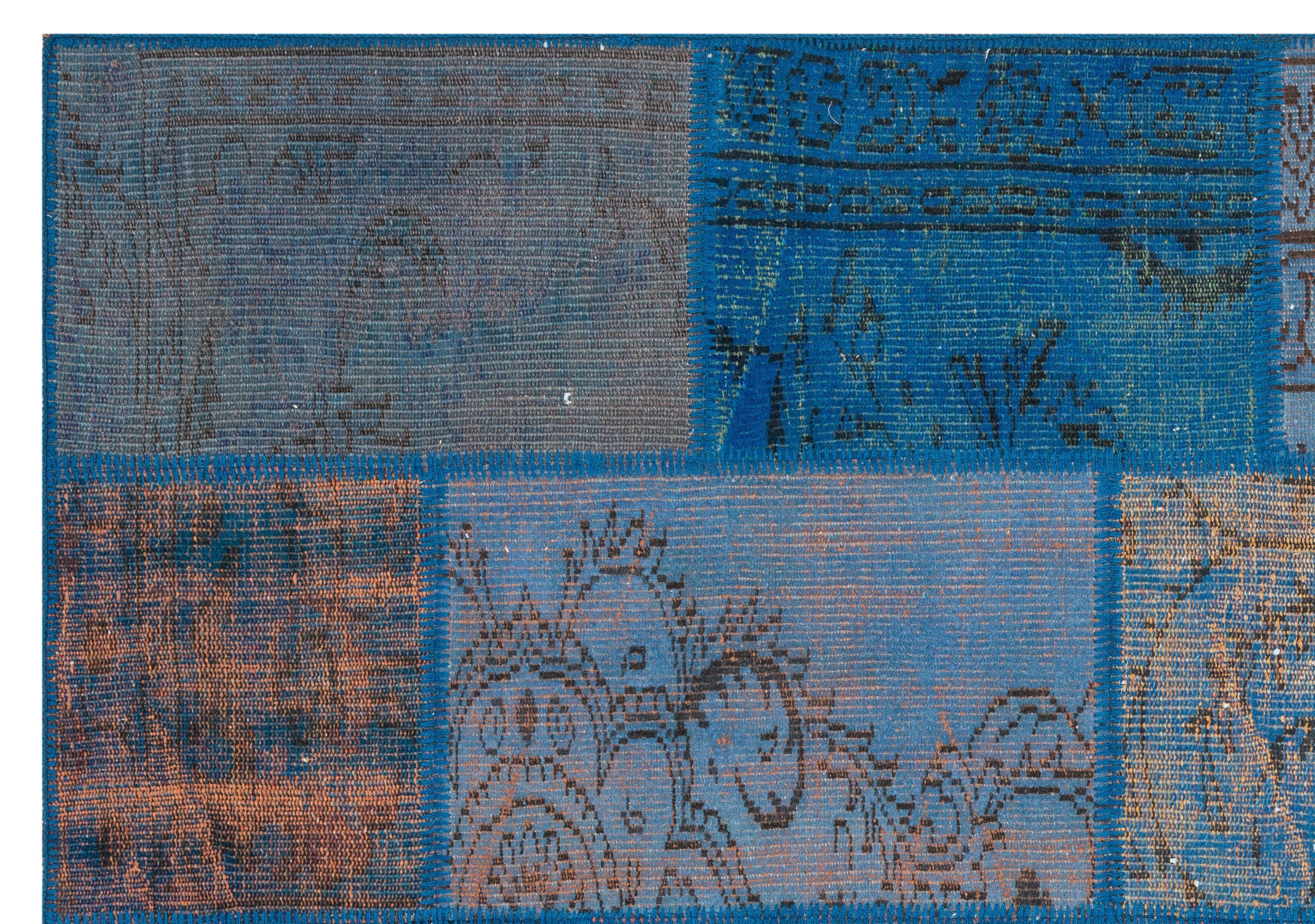 Iskece Blue Vintage Wool Handmade Area Rug 5'4" x 7'7"