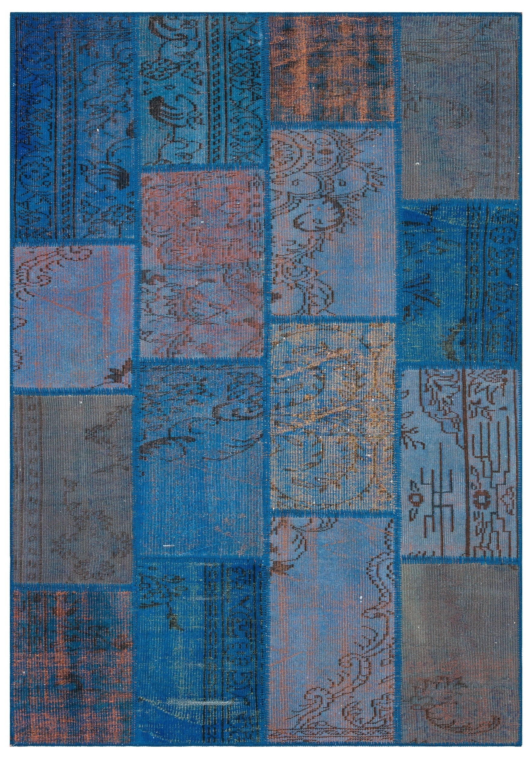 Iskece Blue Vintage Wool Handmade Area Rug 5'4" x 7'7"