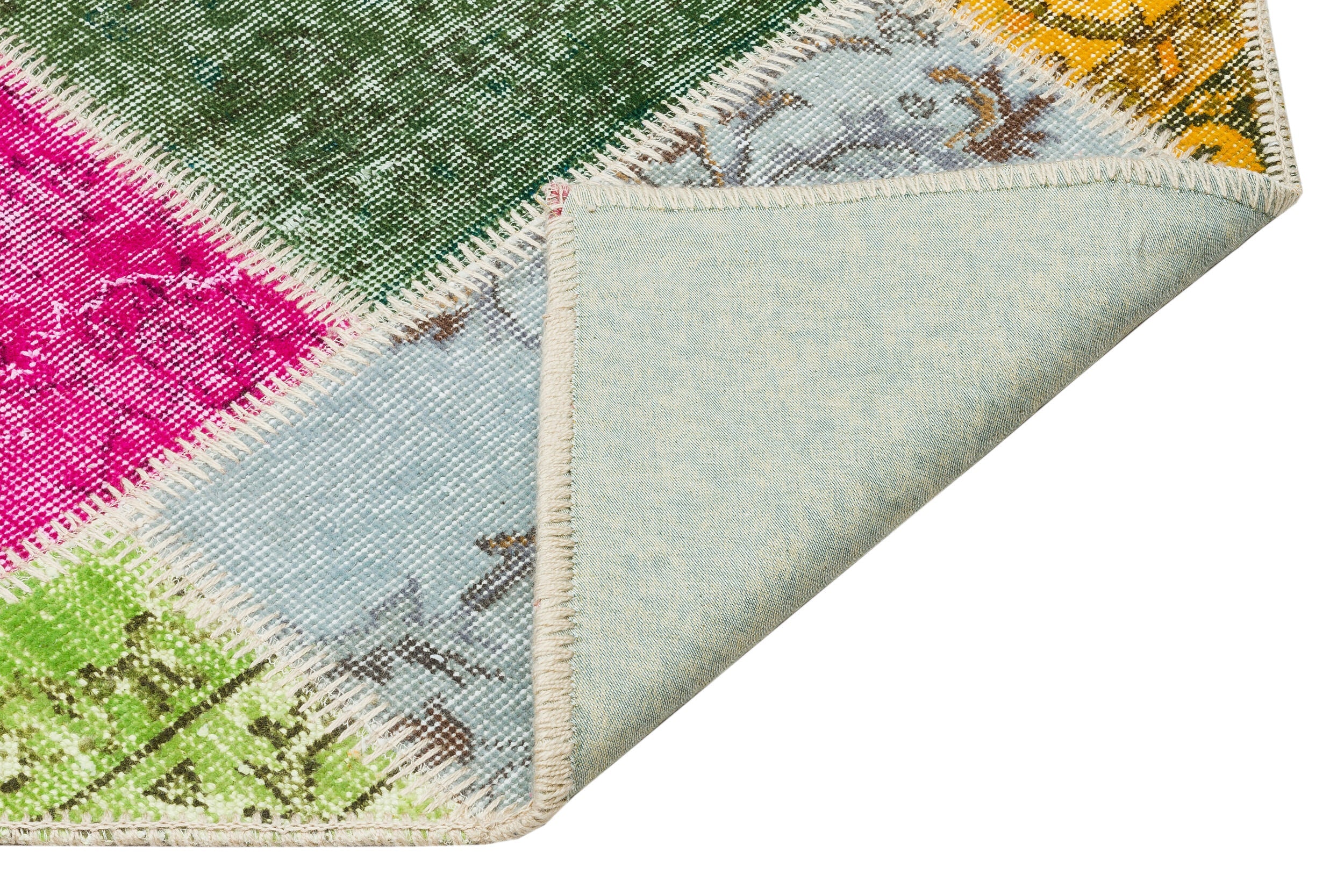 Iskece 35834 Beige Patchwork Wool Handmade Area Rug 5'4" x 7'7"