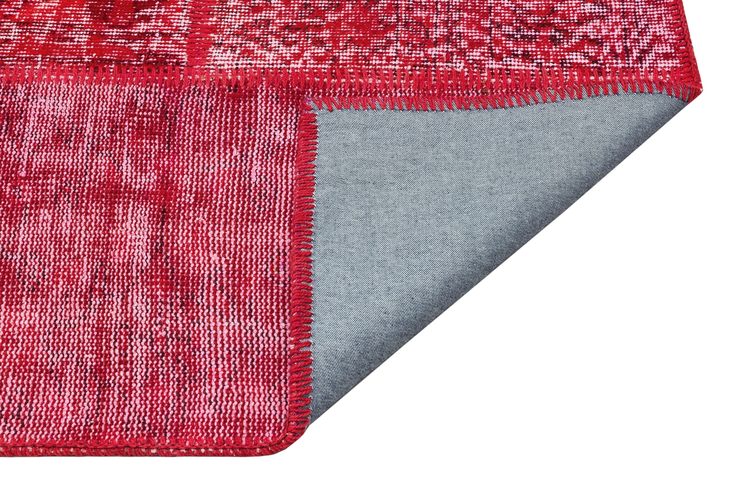 Iskece Red Vintage Wool Handmade Area Rug 5'3" x 7'6"