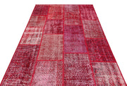 Iskece Red Vintage Wool Handmade Area Rug 5'3" x 7'6"