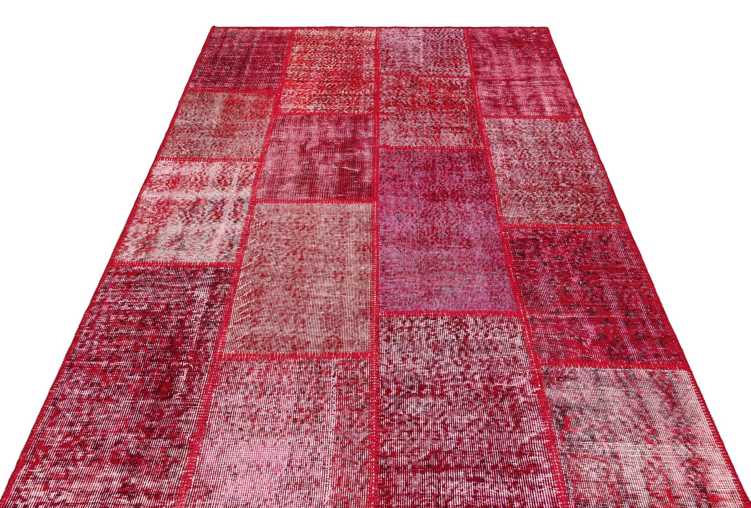 Iskece Red Vintage Wool Handmade Area Rug 5'3" x 7'6"