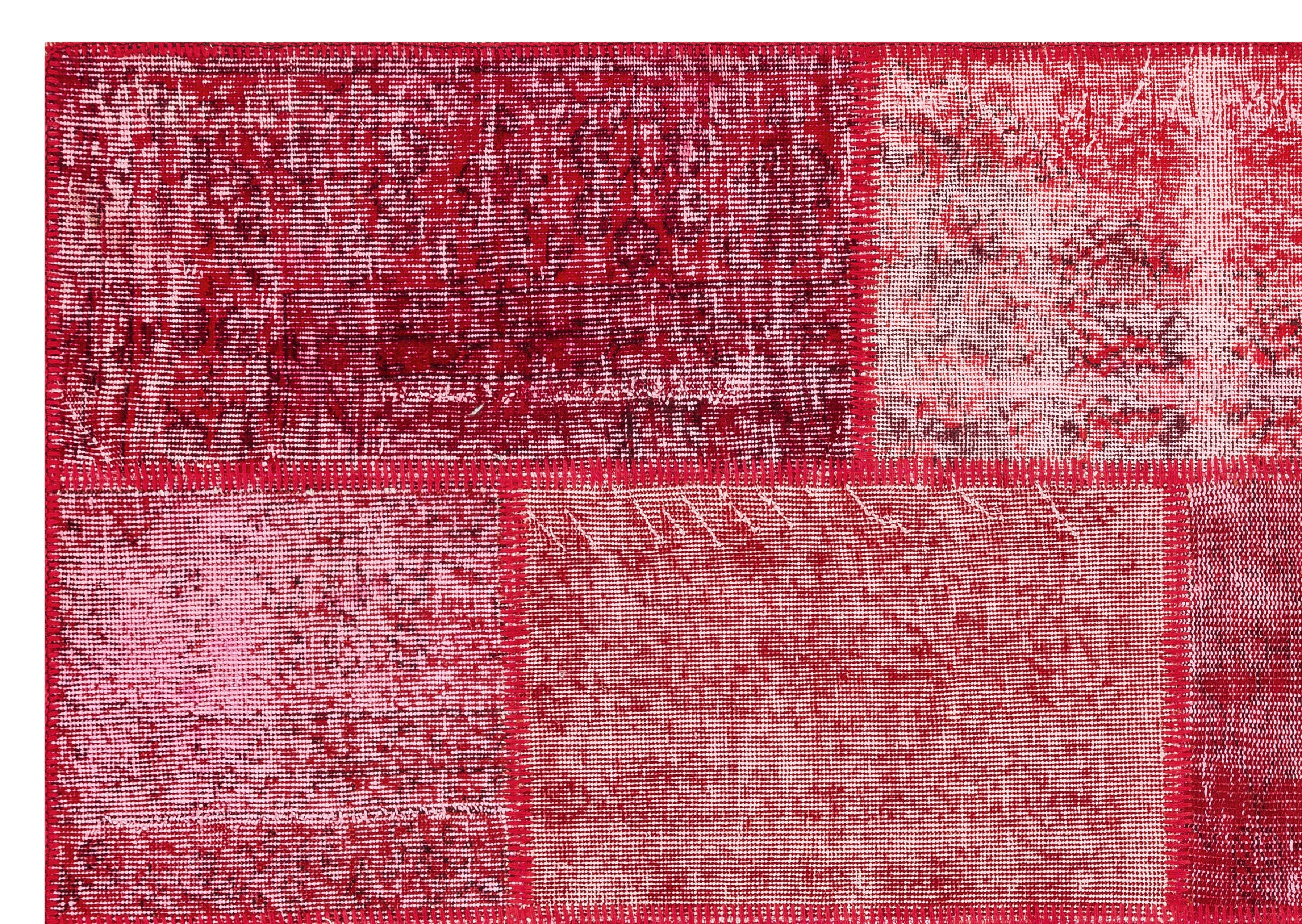 Iskece Red Vintage Wool Handmade Area Rug 5'3" x 7'6"