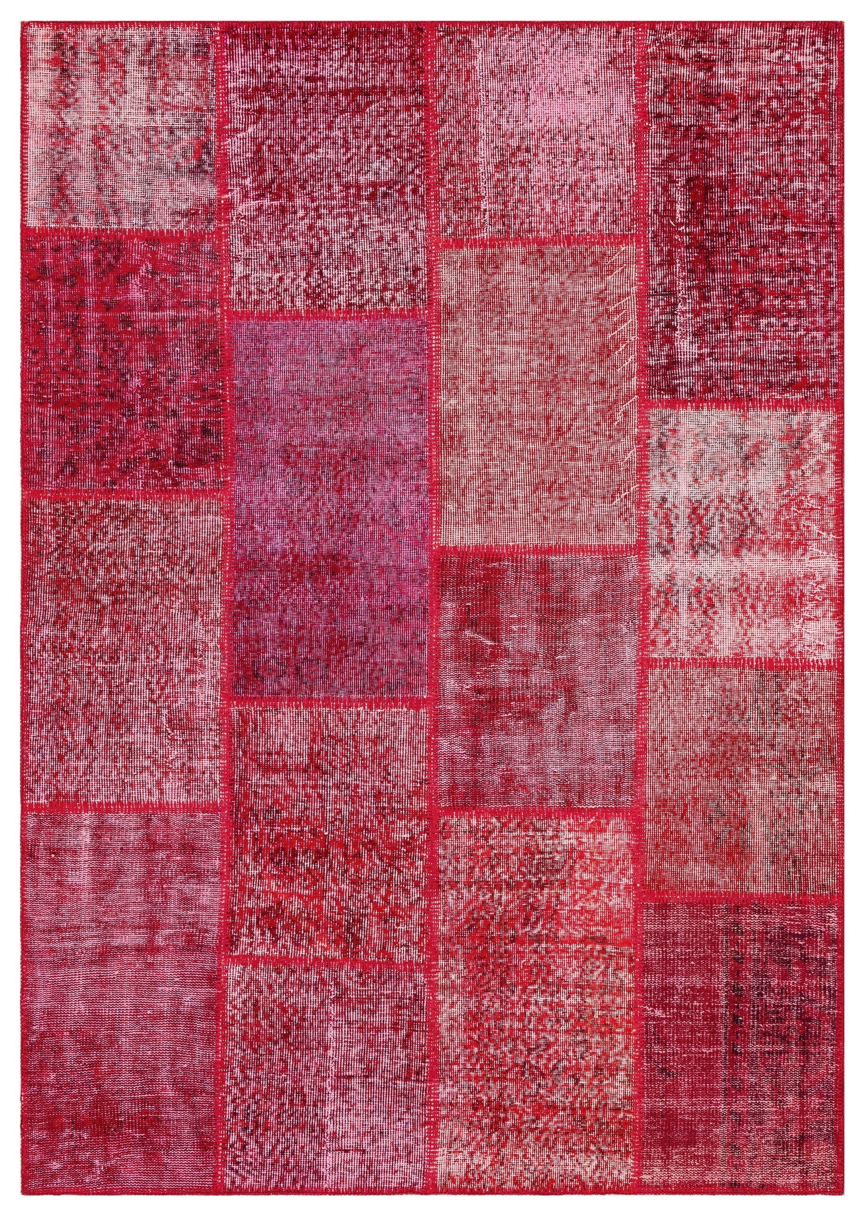 Iskece Red Vintage Wool Handmade Area Rug 5'3" x 7'6"