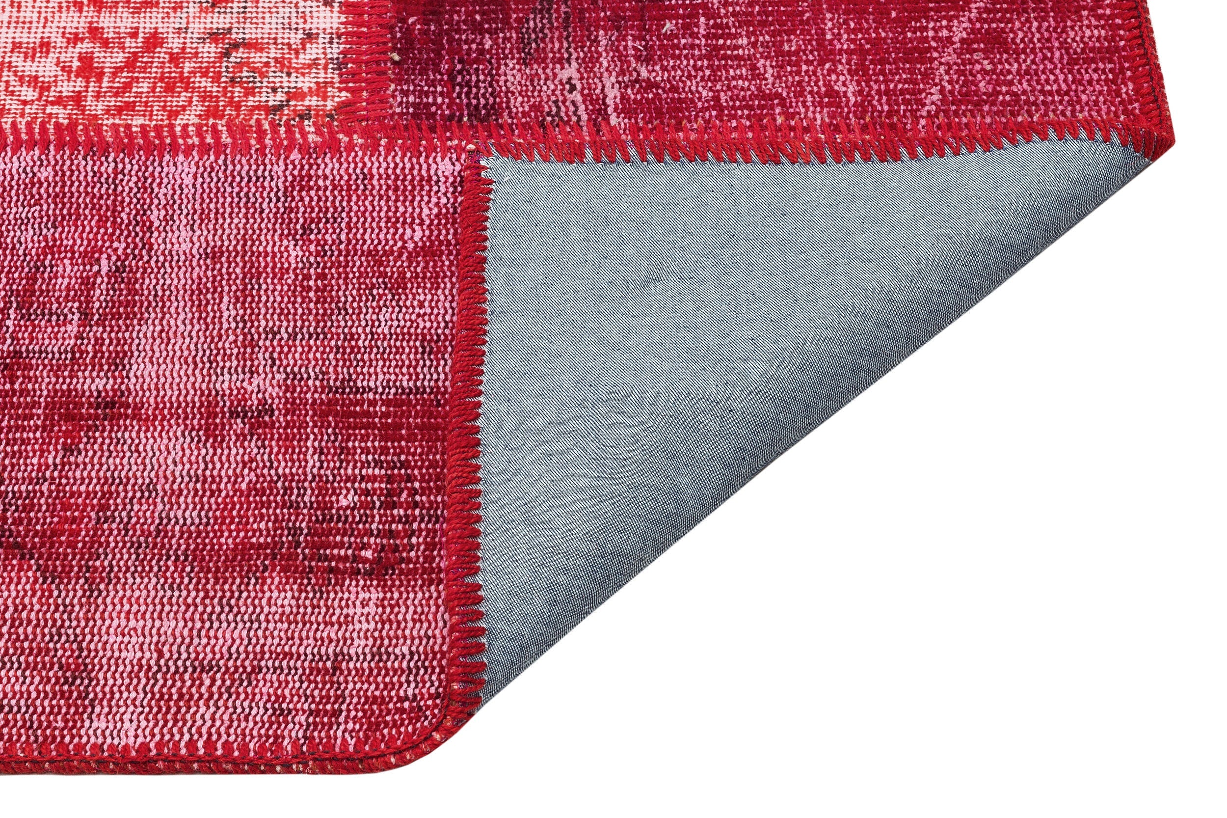 Iskece Red Vintage Wool Handmade Area Rug 5'3" x 7'5"