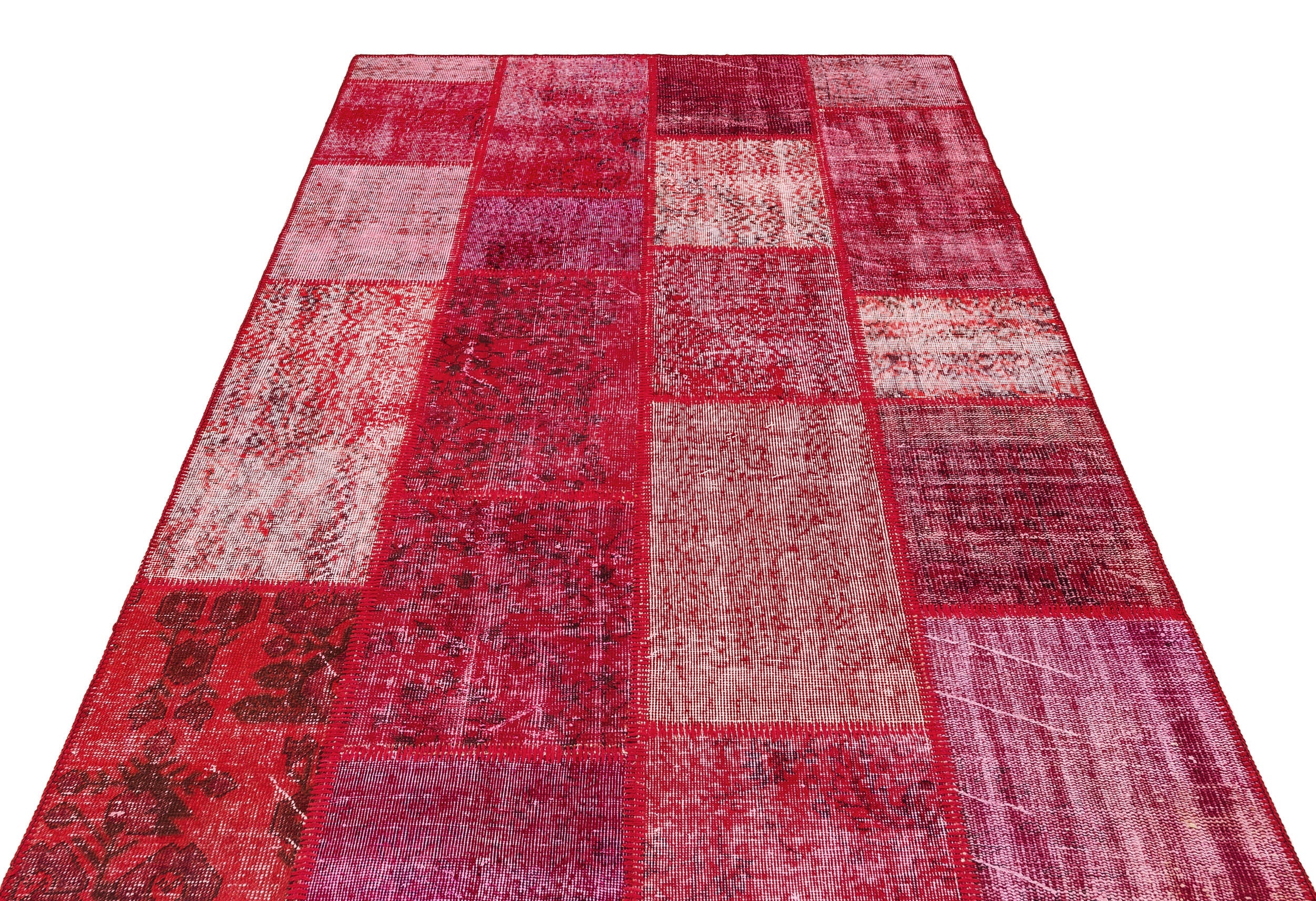 Iskece Red Vintage Wool Handmade Area Rug 5'3" x 7'5"
