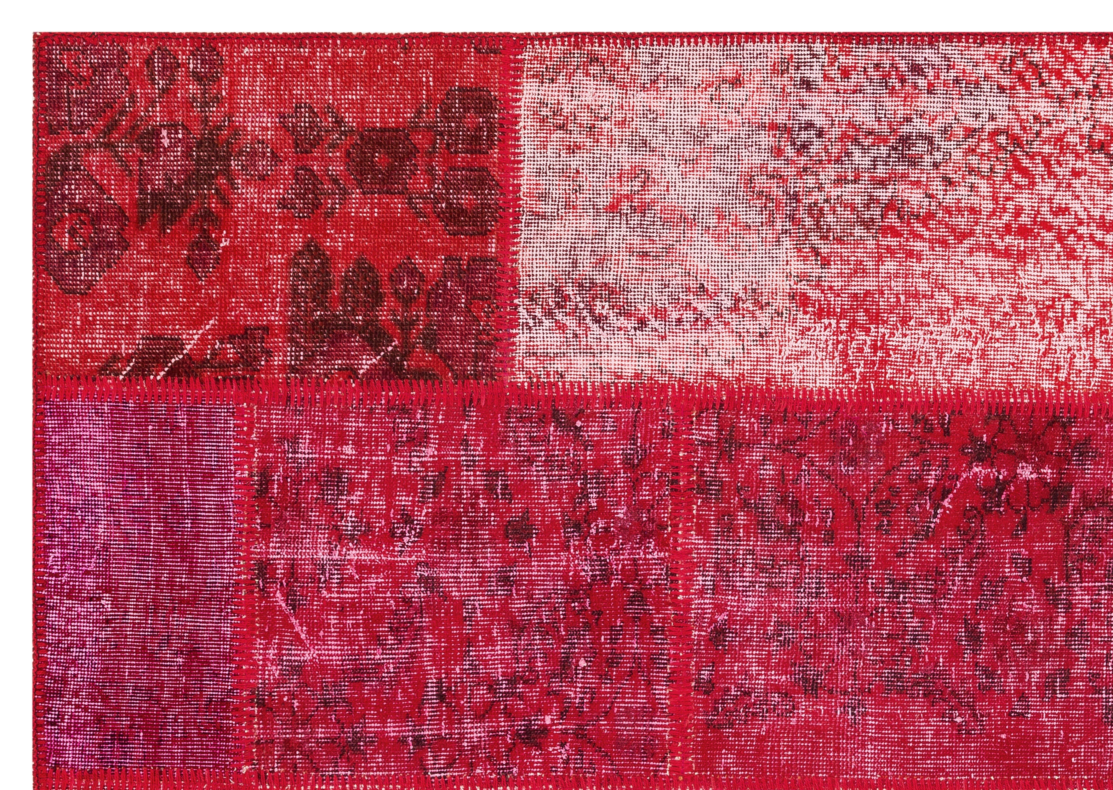 Iskece Red Vintage Wool Handmade Area Rug 5'3" x 7'5"