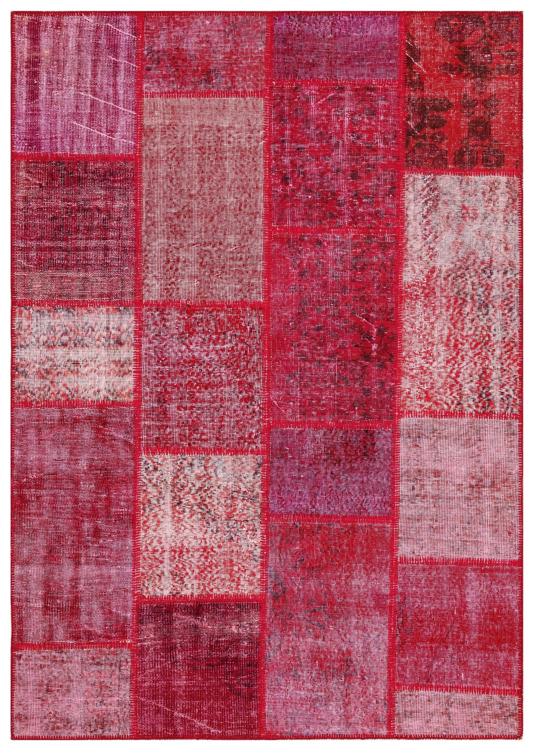 Iskece Red Vintage Wool Handmade Area Rug 5'3" x 7'5"