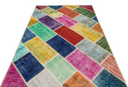 Iskece 35837 Beige Patchwork Wool Handmade Area Rug 5'4" x 7'8"