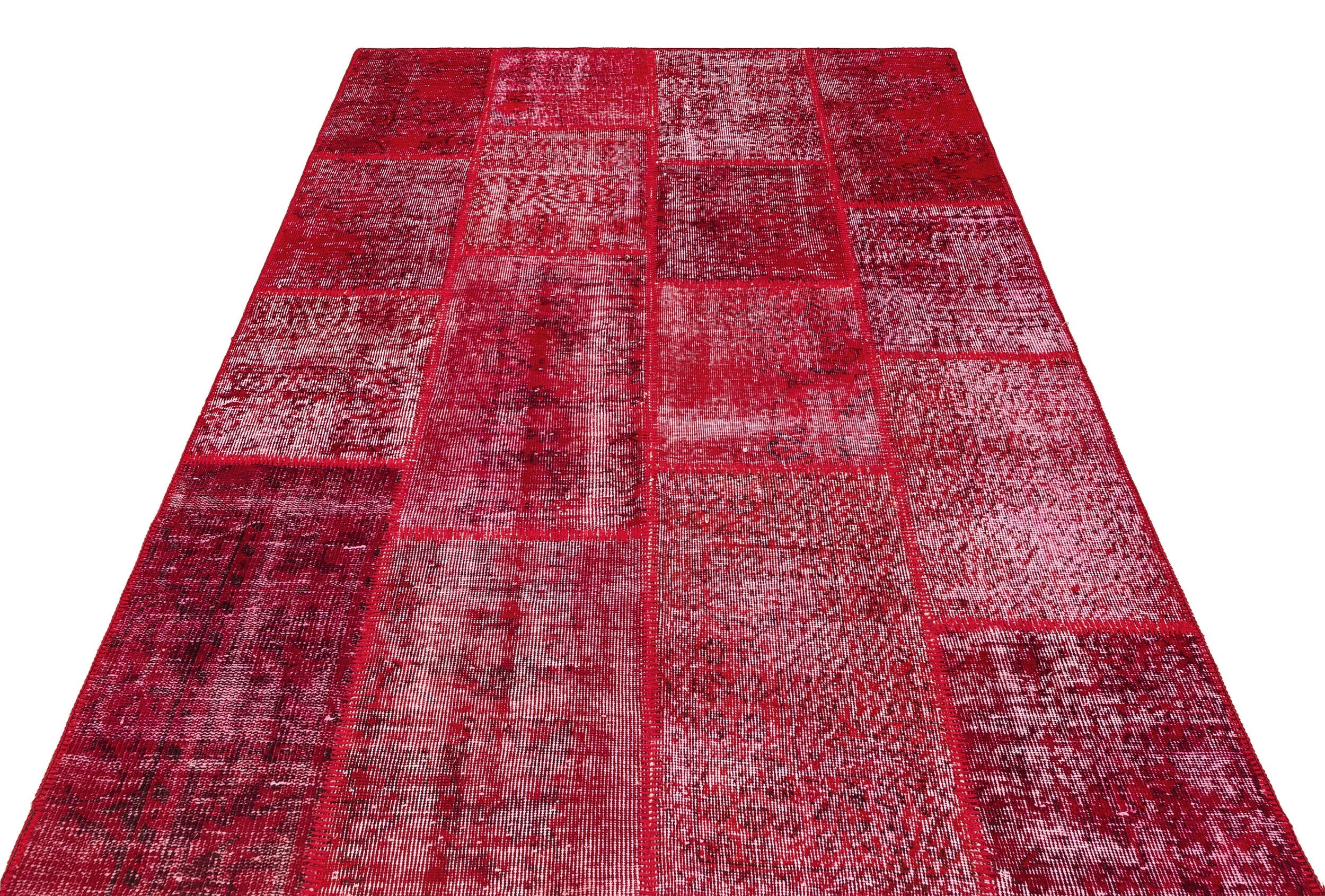 Iskece Red Vintage Wool Handmade Area Rug 5'3" x 7'7"
