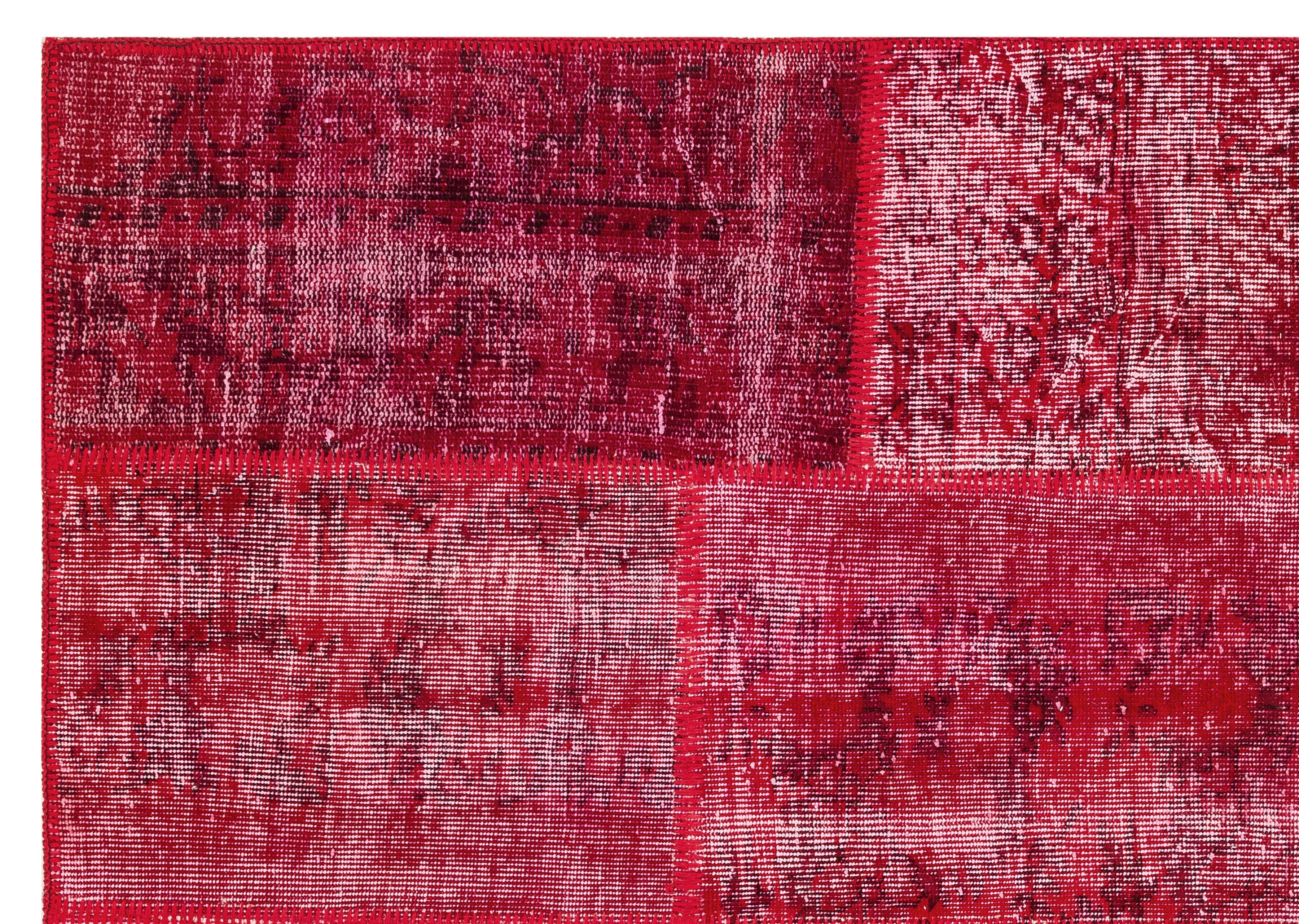 Iskece Red Vintage Wool Handmade Area Rug 5'3" x 7'7"