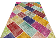 Iskece 35841 Beige Patchwork Wool Handmade Area Rug 5'2" x 7'8"
