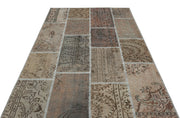Iskece Grey Vintage Wool Handmade Area Rug 5'4" x 7'7"