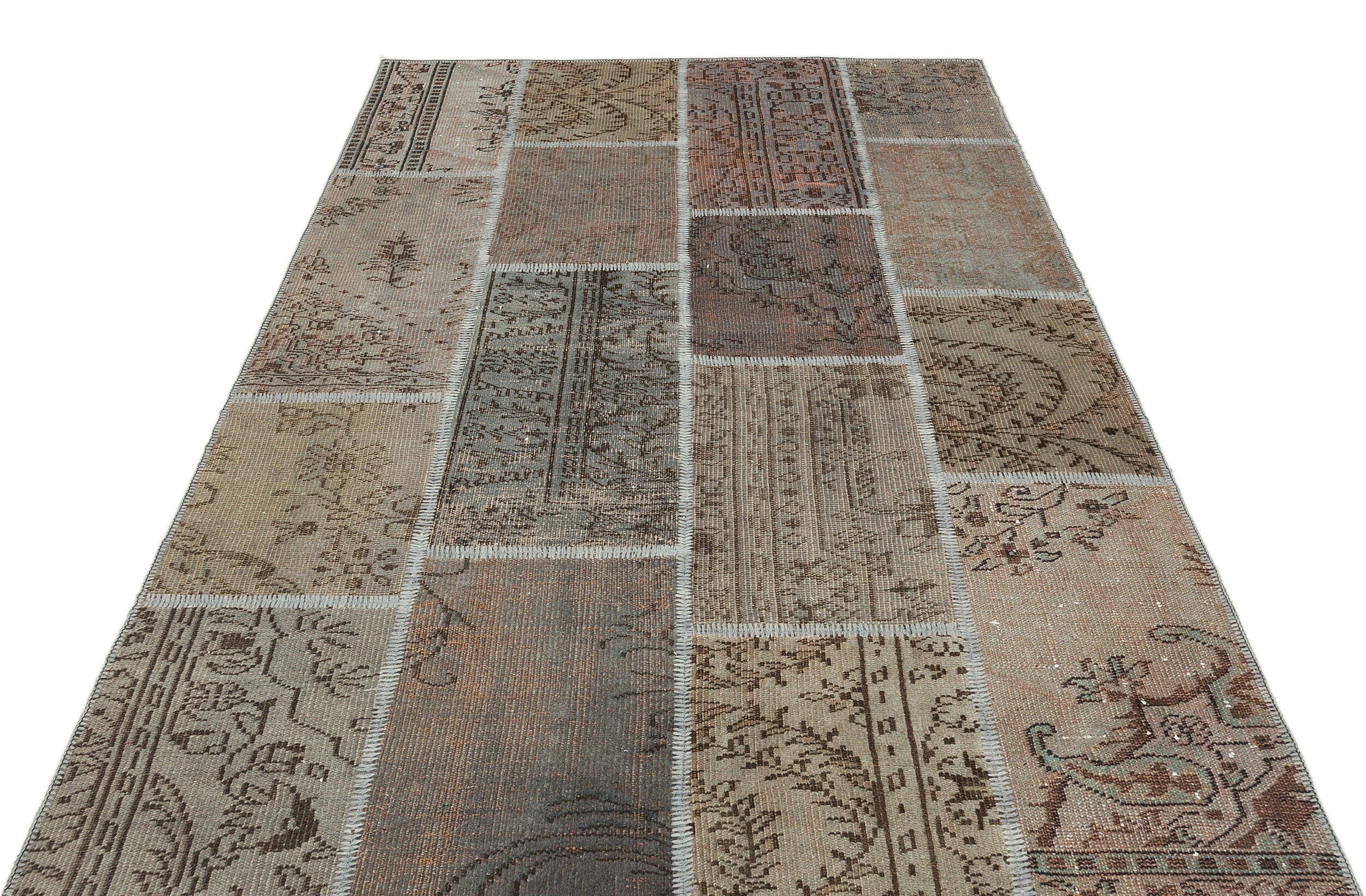 Iskece Grey Vintage Wool Handmade Area Rug 5'4" x 7'7"