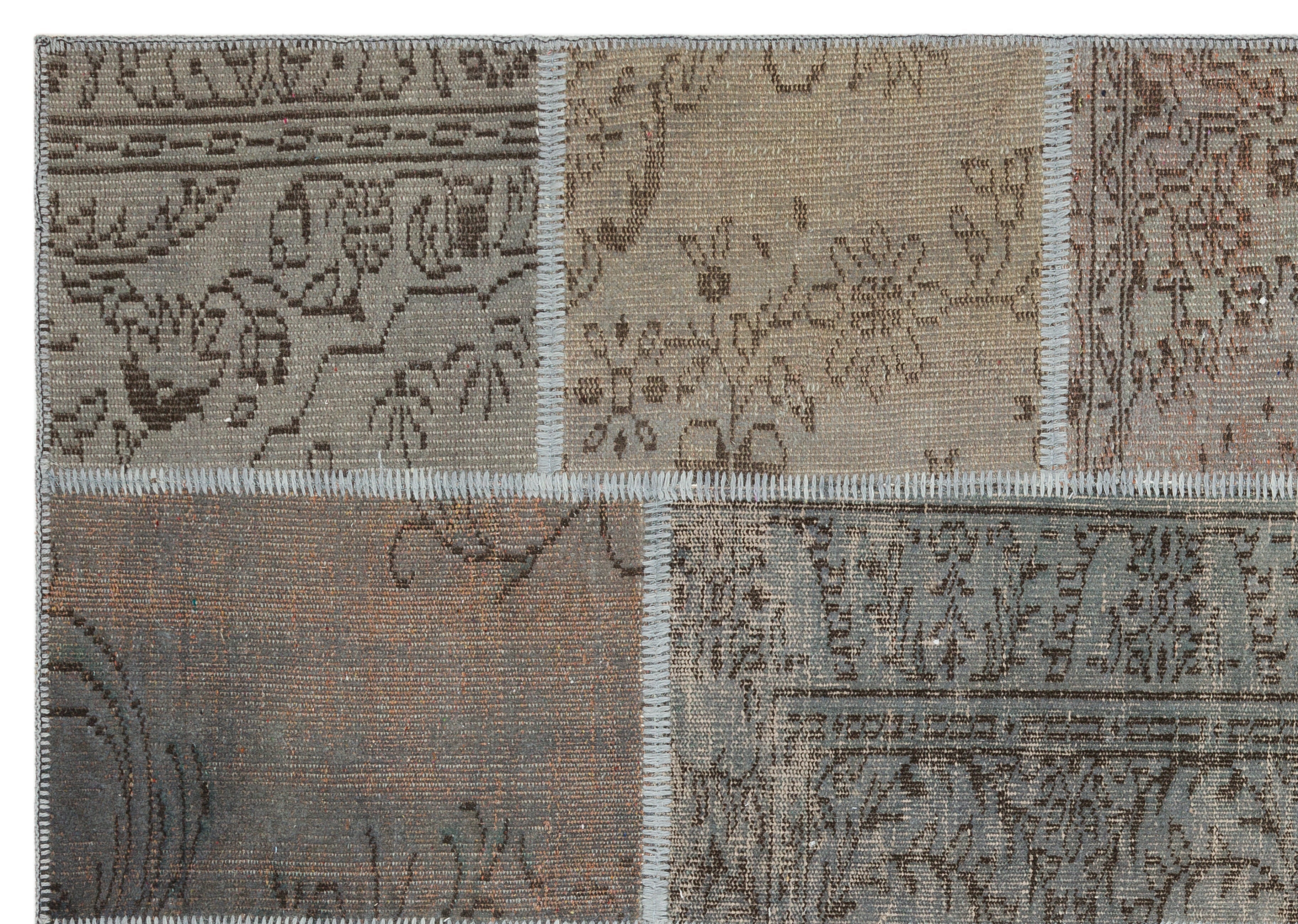 Iskece Grey Vintage Wool Handmade Area Rug 5'4" x 7'7"