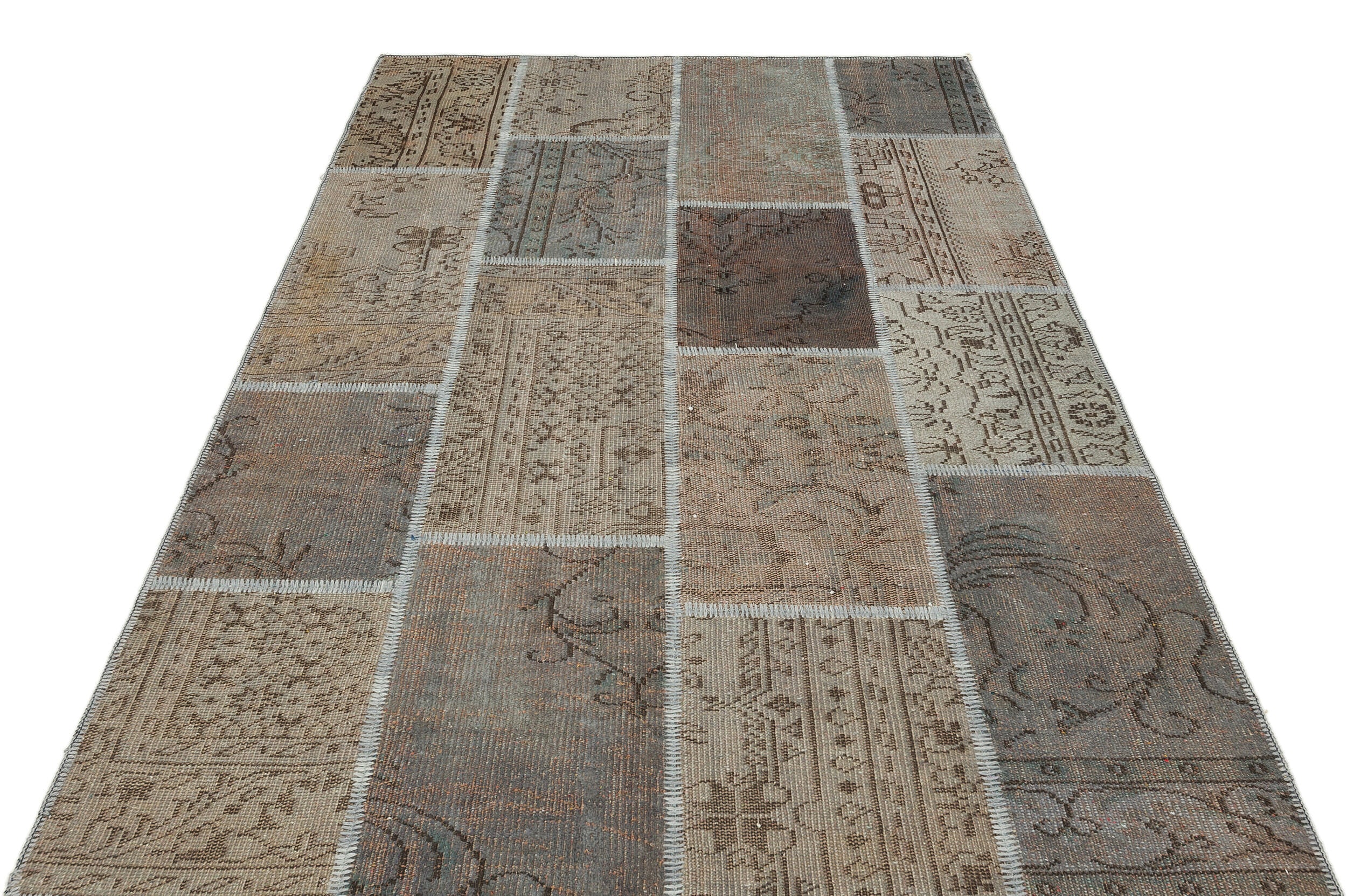 Iskece Grey Vintage Wool Handmade Area Rug 5'3" x 7'8"