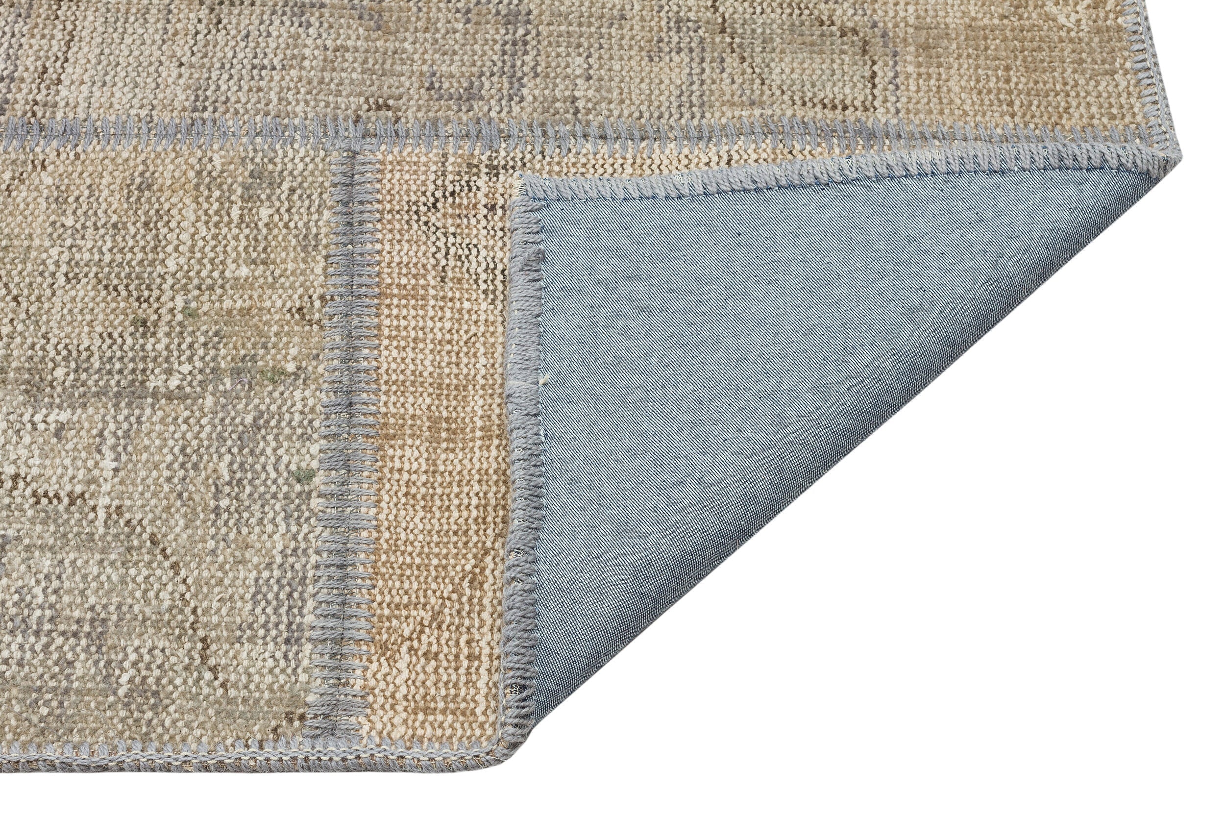 Iskece Beige Vintage Wool Handmade Area Rug 5'4" x 7'7"