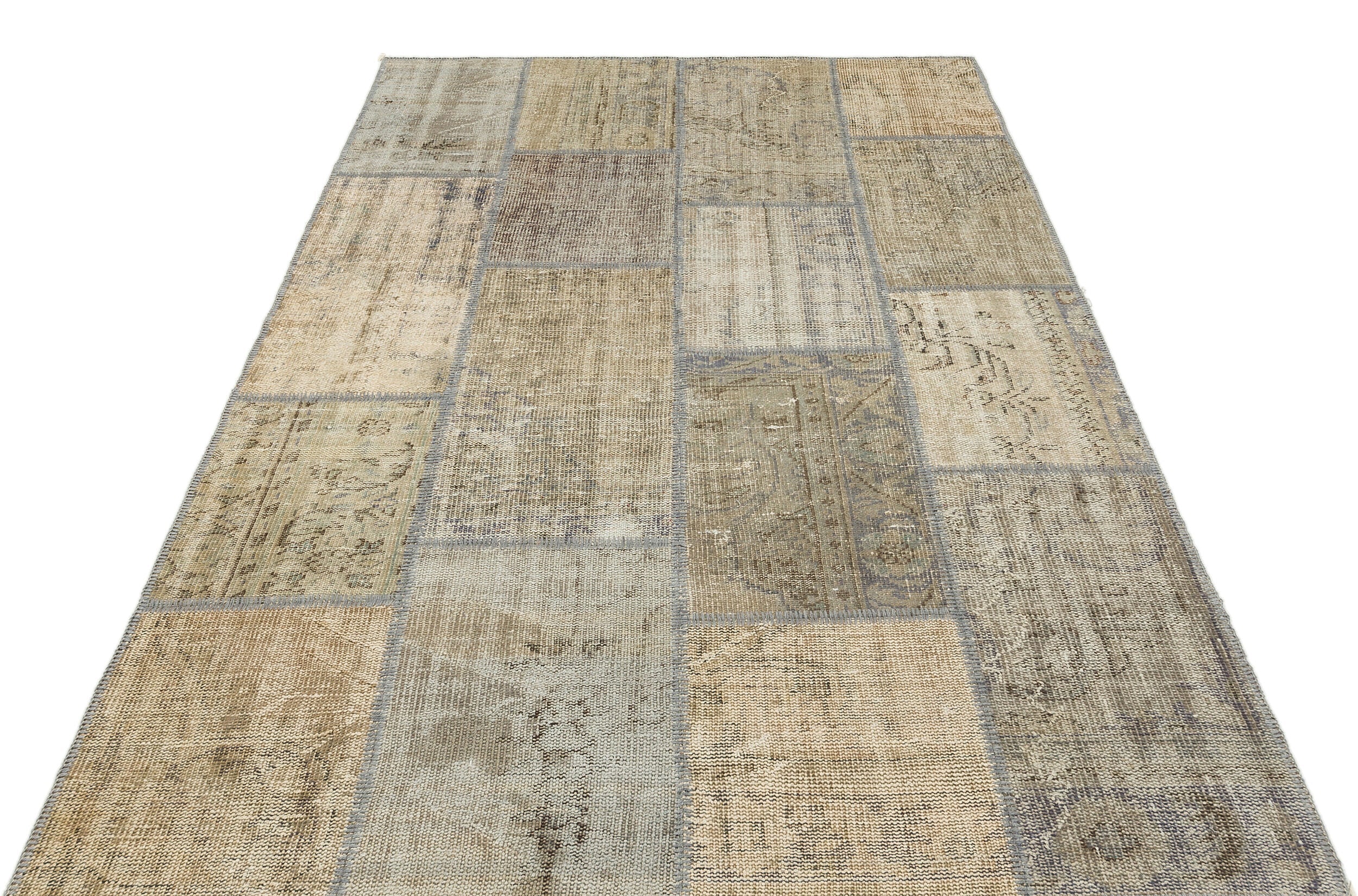 Iskece Beige Vintage Wool Handmade Area Rug 5'4" x 7'7"