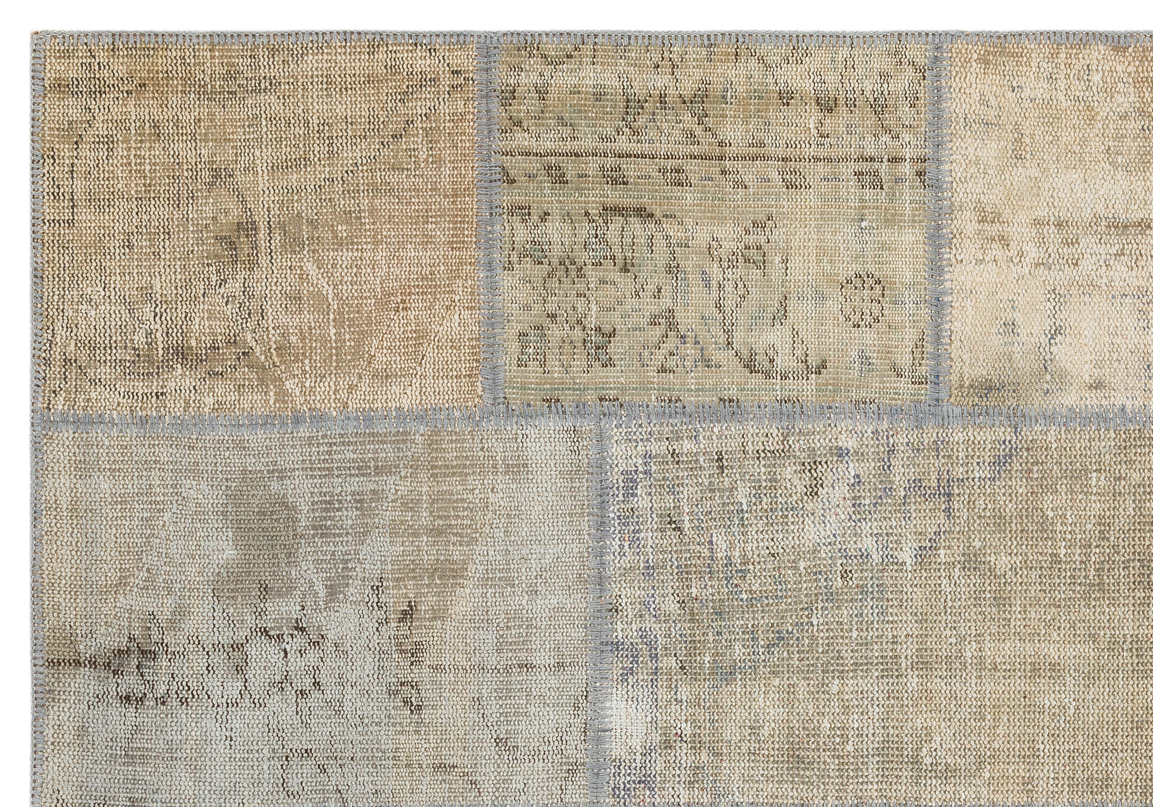 Iskece Beige Vintage Wool Handmade Area Rug 5'4" x 7'7"