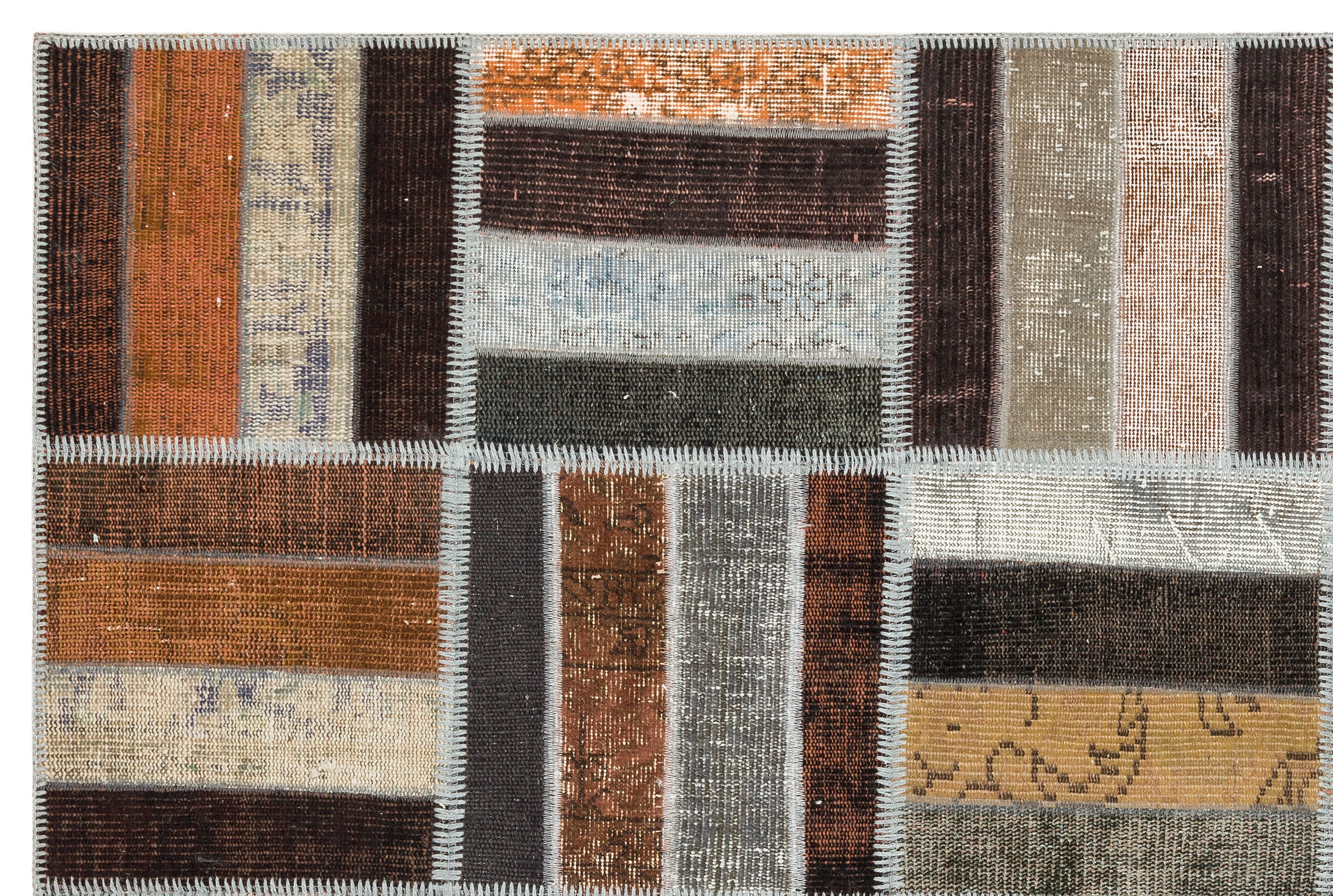 Iskece Brown Vintage Wool Handmade Area Rug 5'3" x 8'0"