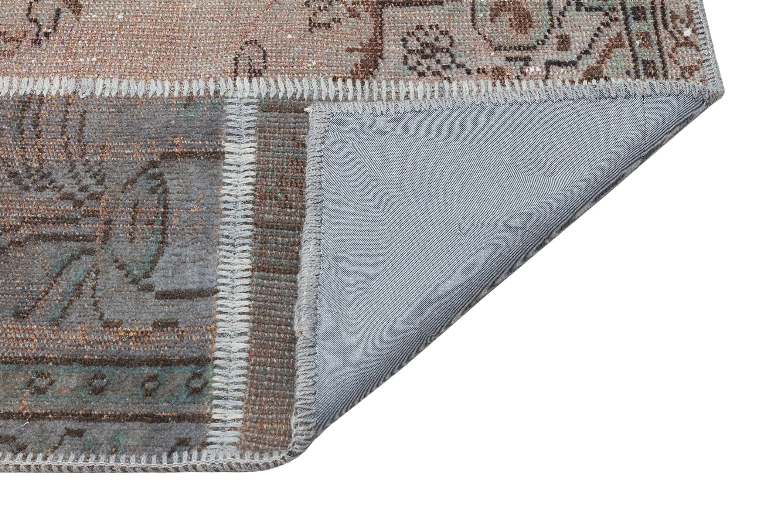 Iskece Grey Vintage Wool Handmade Area Rug 5'4" x 7'6"