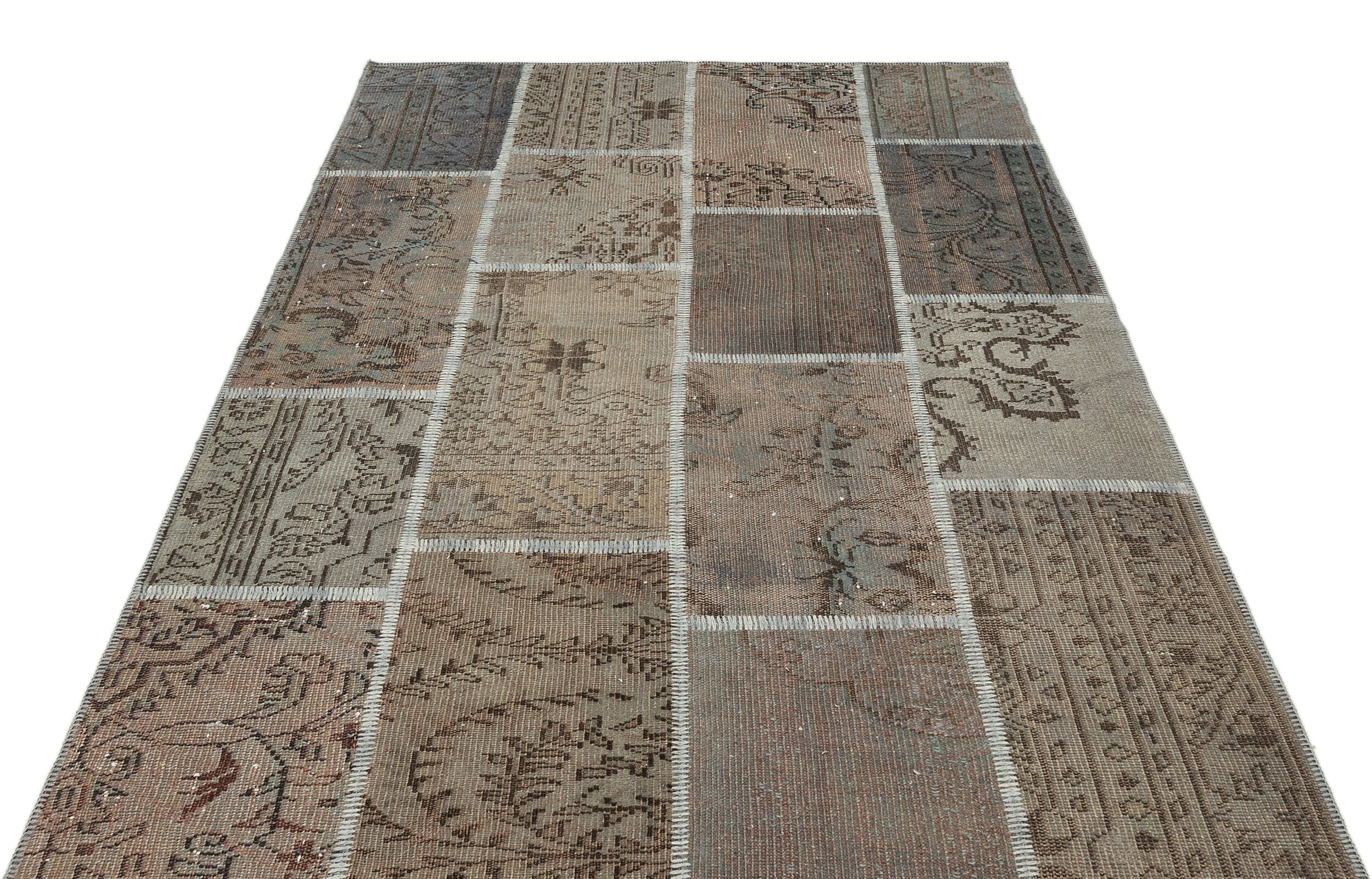 Iskece Grey Vintage Wool Handmade Area Rug 5'4" x 7'6"