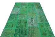 Iskece Green Vintage Wool Handmade Area Rug 5'3" x 7'8"