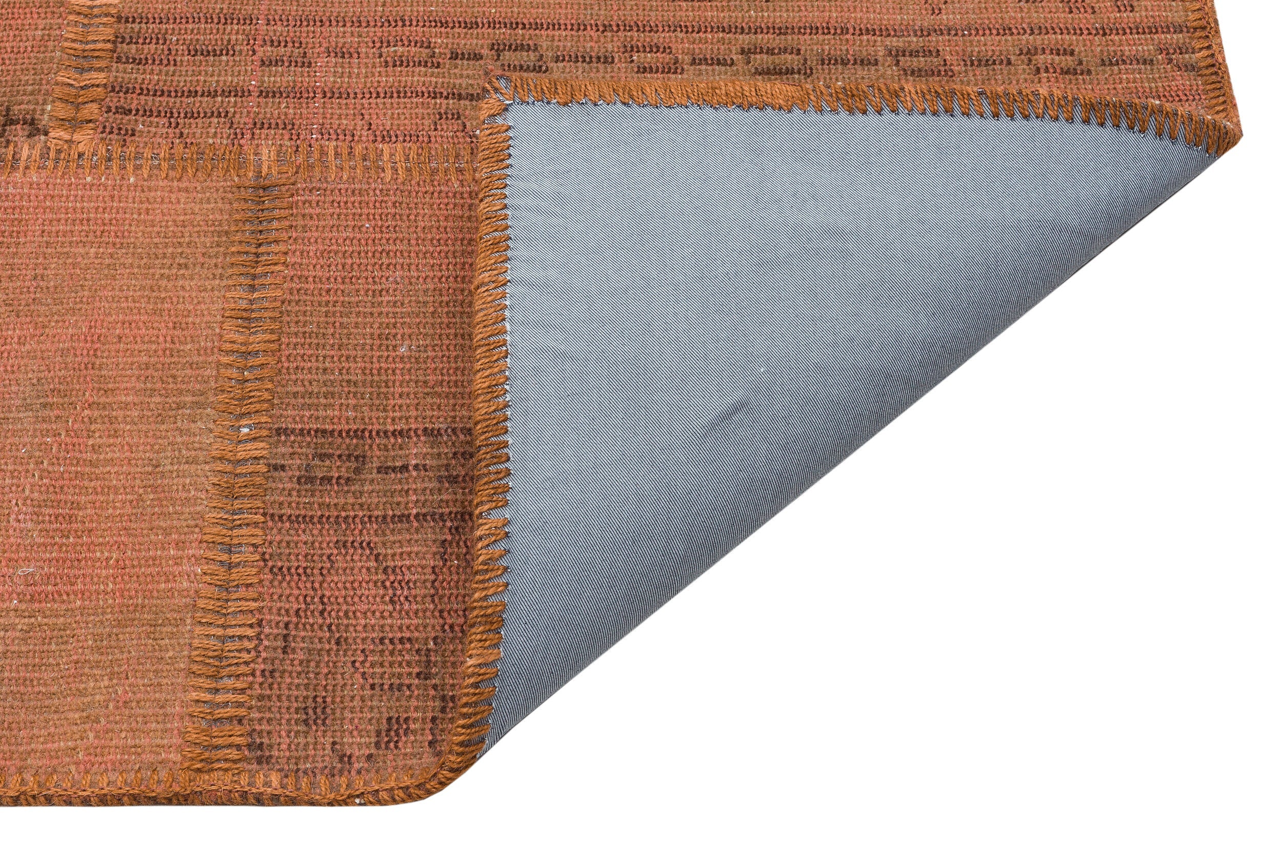 Iskece 35883 Brown Patchwork Wool Handmade Area Rug 5'4" x 7'8"