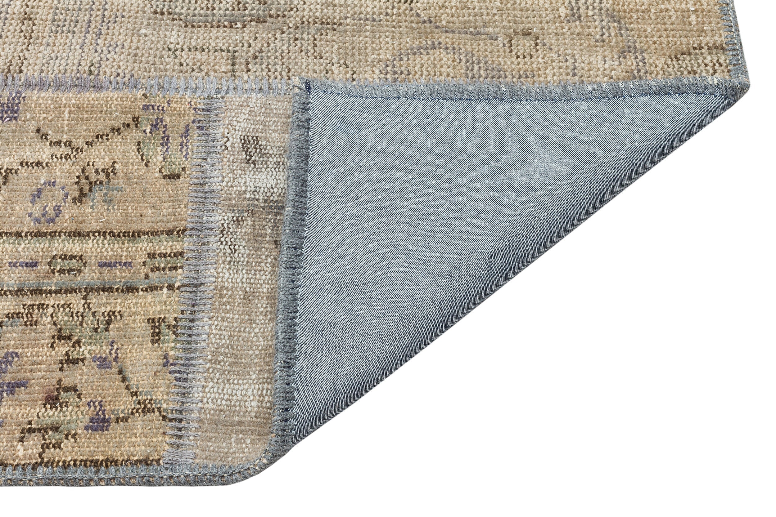 Iskece 35888 Beige Patchwork Wool Handmade Area Rug 5'3" x 7'7"