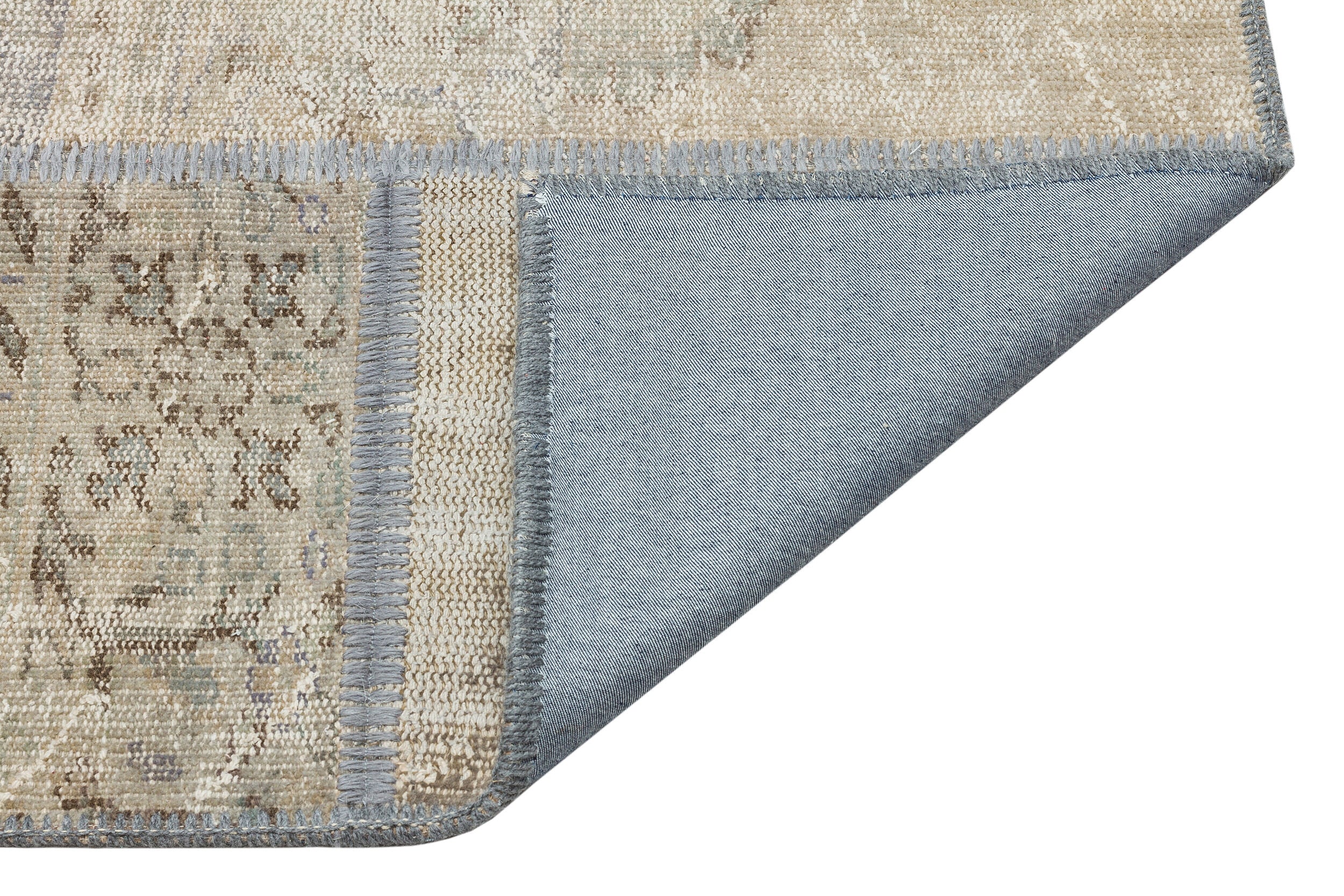 Iskece Beige Vintage Wool Handmade Area Rug 5'3" x 7'7"