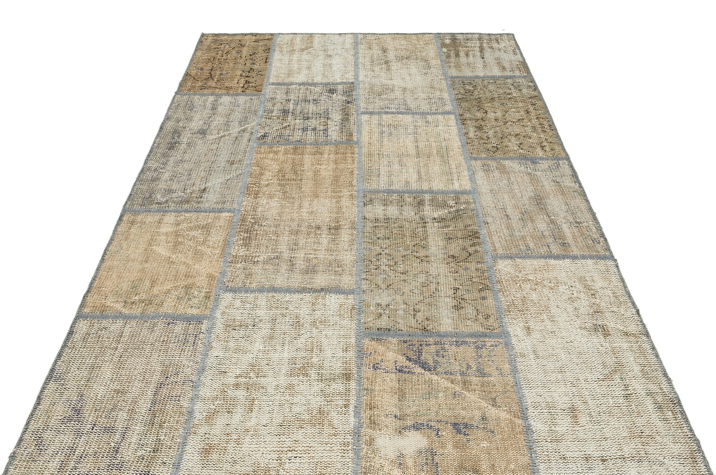 Iskece Beige Vintage Wool Handmade Area Rug 5'3" x 7'7"