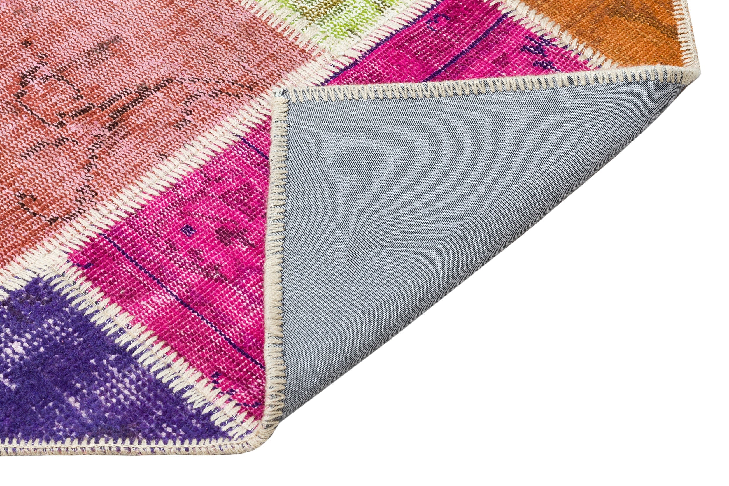 Iskece 35895 Beige Patchwork Wool Handmade Area Rug 4'8" x 12'6"