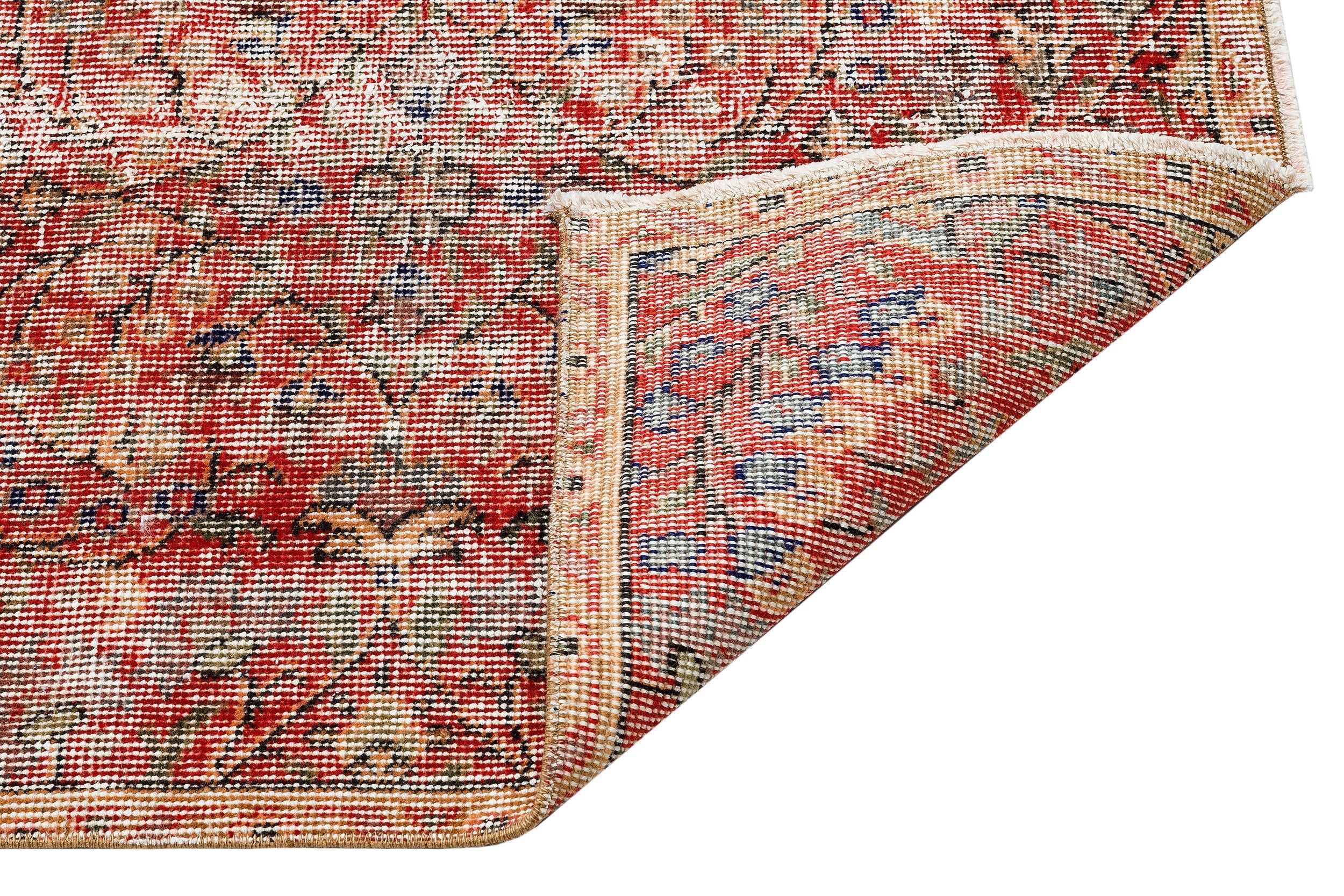 Atina Red Vintage Wool Handmade Area Rug 5'6" x 8'0"