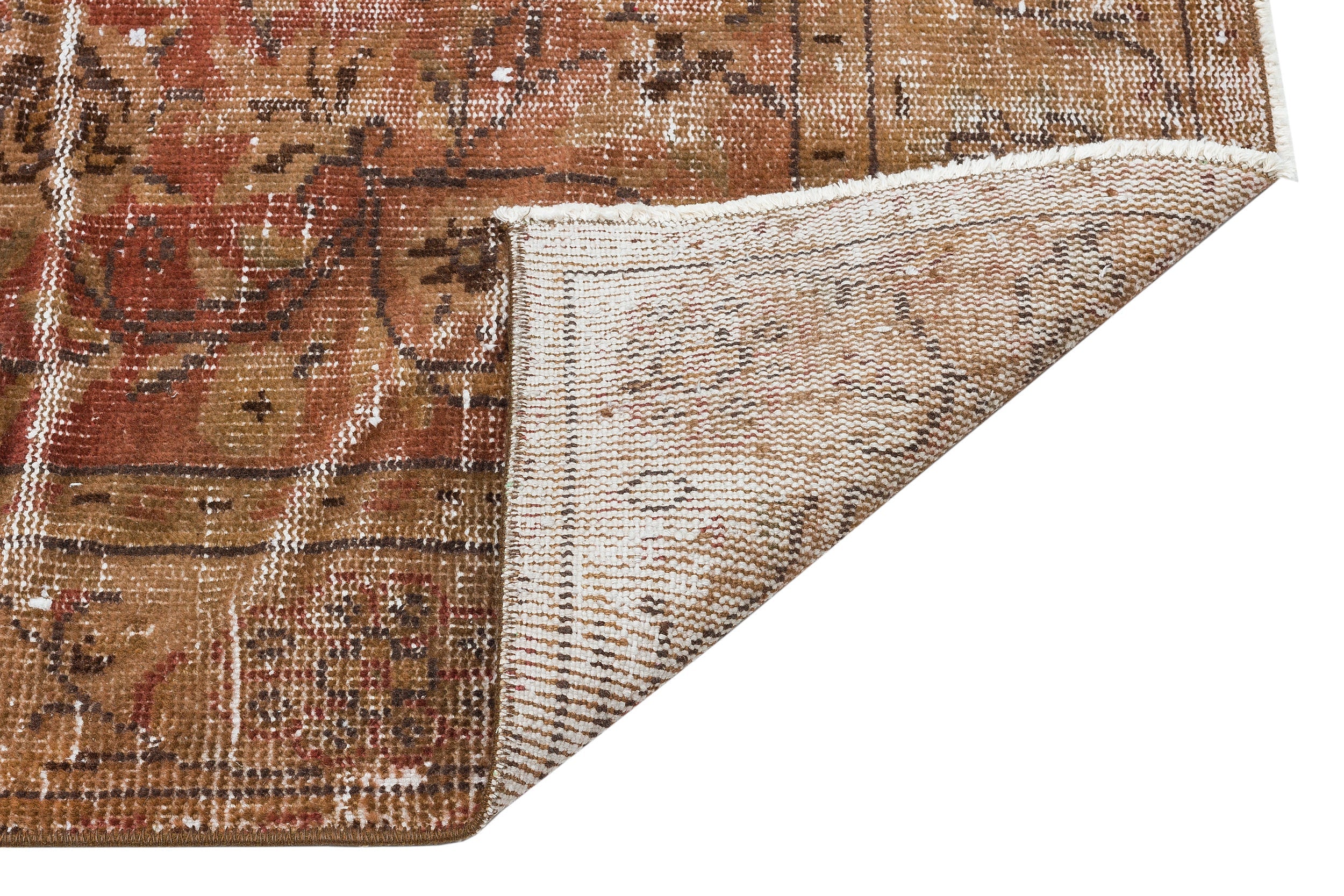 Atina Brown Vintage Wool Handmade Area Rug 5'0" x 8'2"