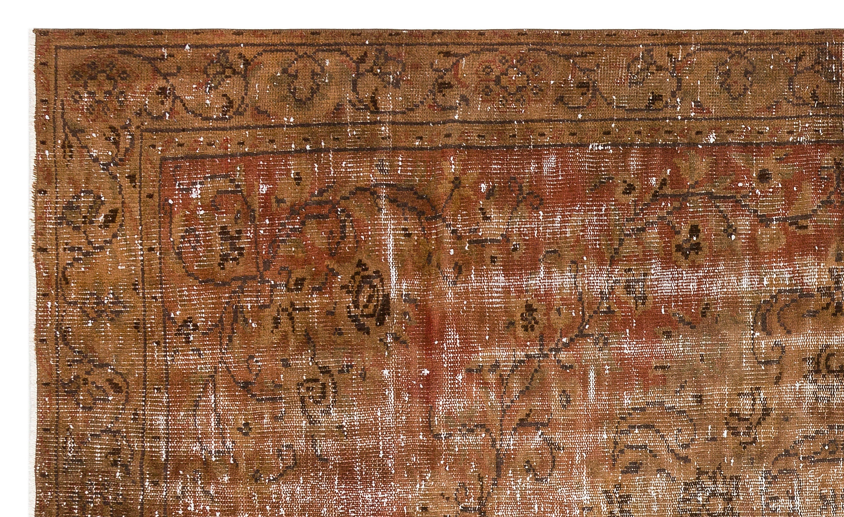 Atina Brown Vintage Wool Handmade Area Rug 5'0" x 8'2"