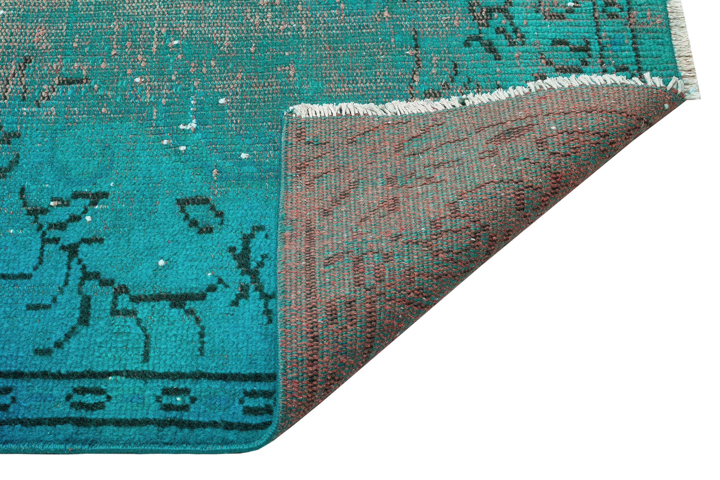 Atina Turquoise Vintage Wool Handmade Area Rug 5'5" x 8'11"