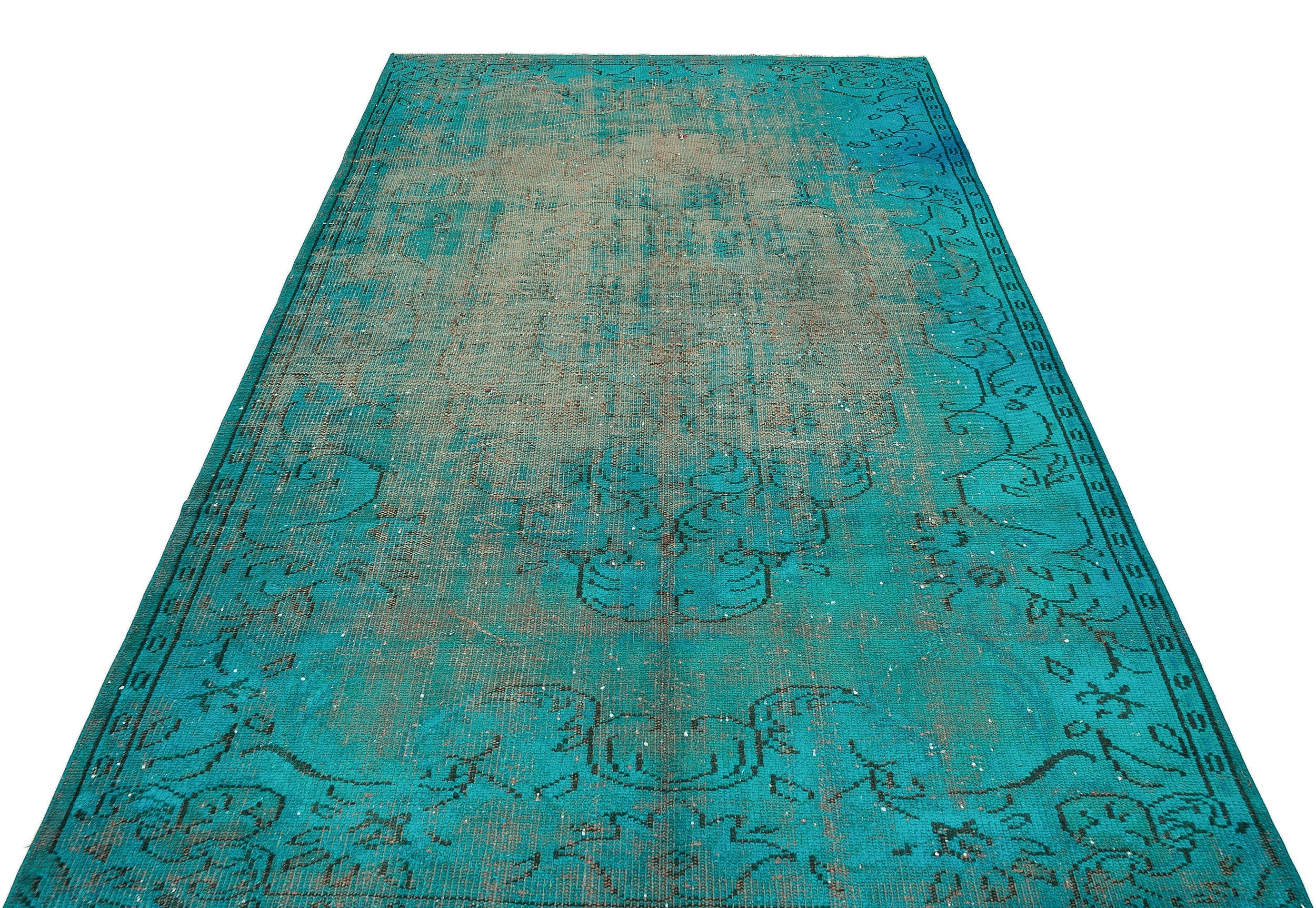 Atina Turquoise Vintage Wool Handmade Area Rug 5'5" x 8'11"