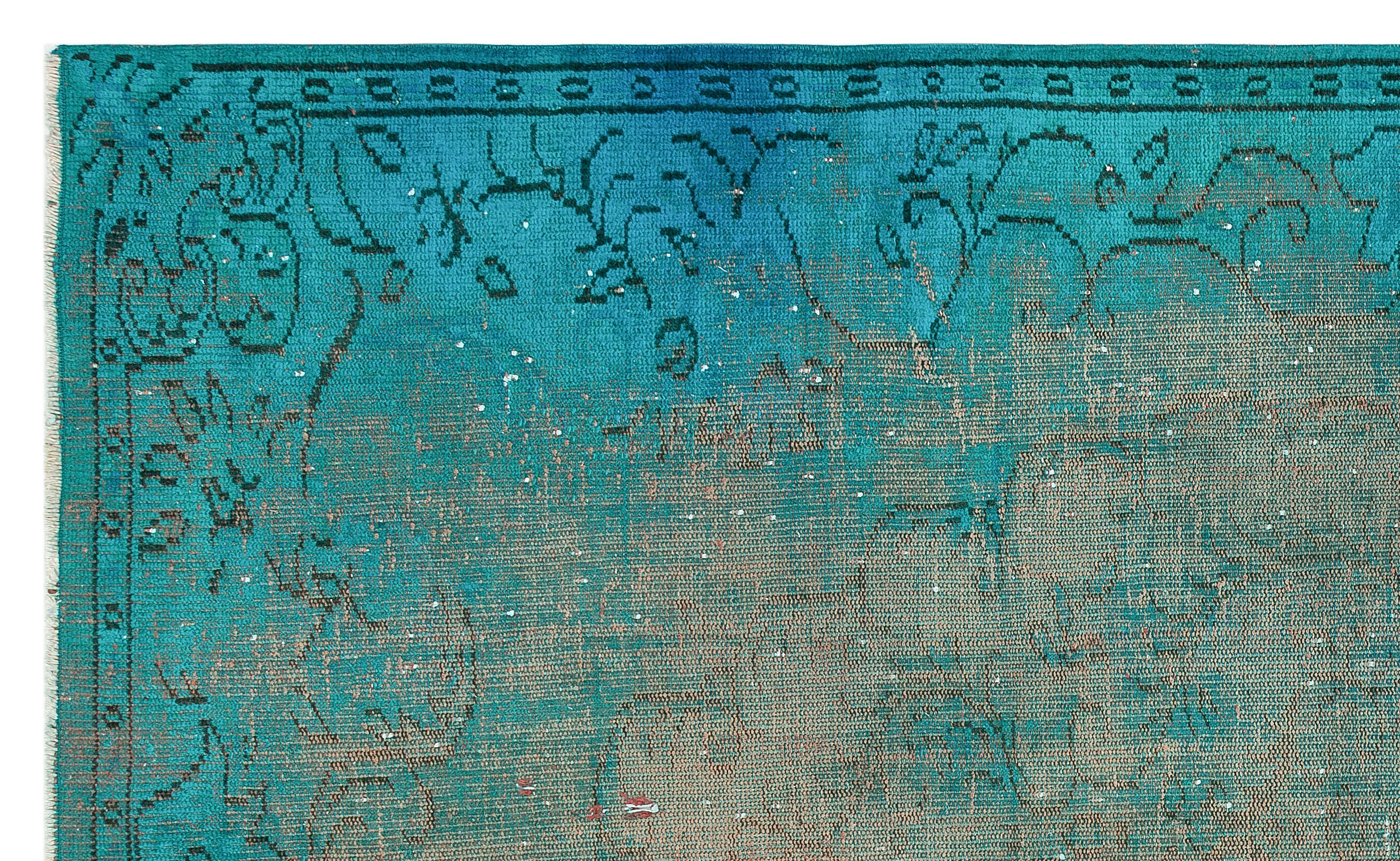 Atina Turquoise Vintage Wool Handmade Area Rug 5'5" x 8'11"