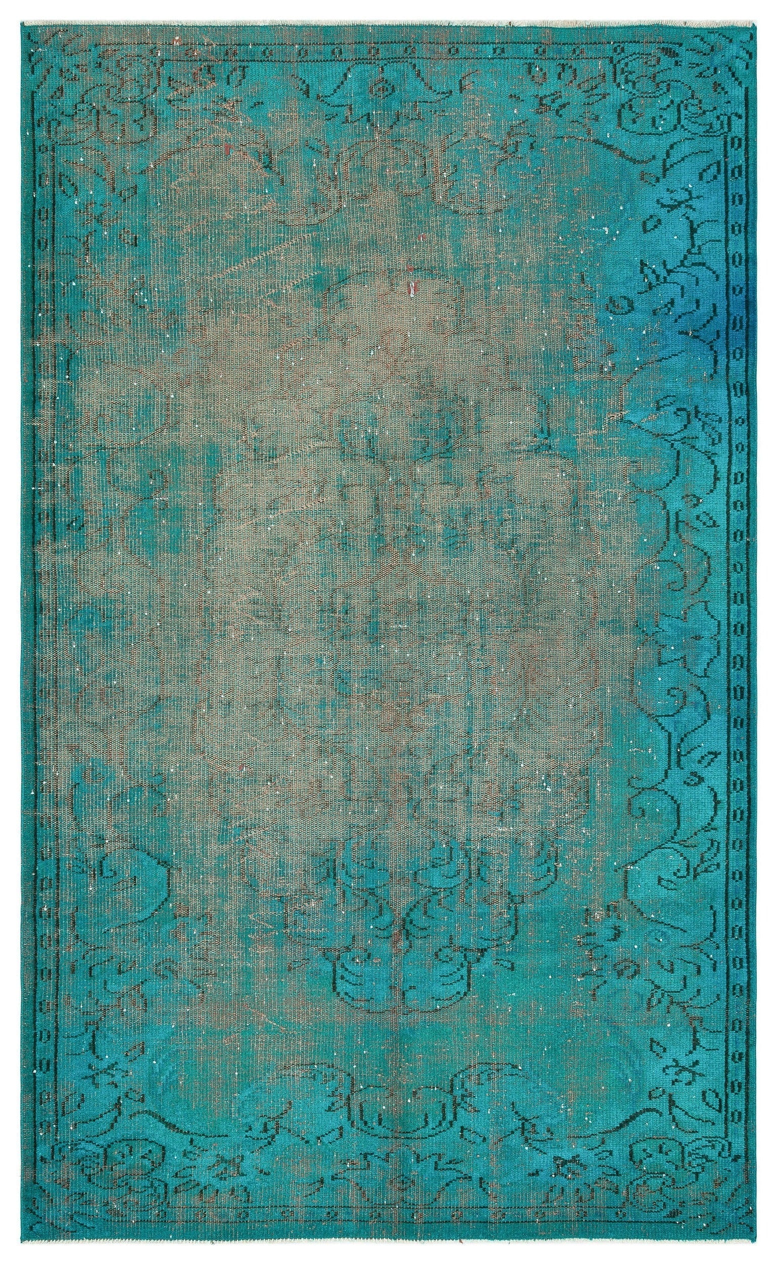Atina Turquoise Vintage Wool Handmade Area Rug 5'5" x 8'11"